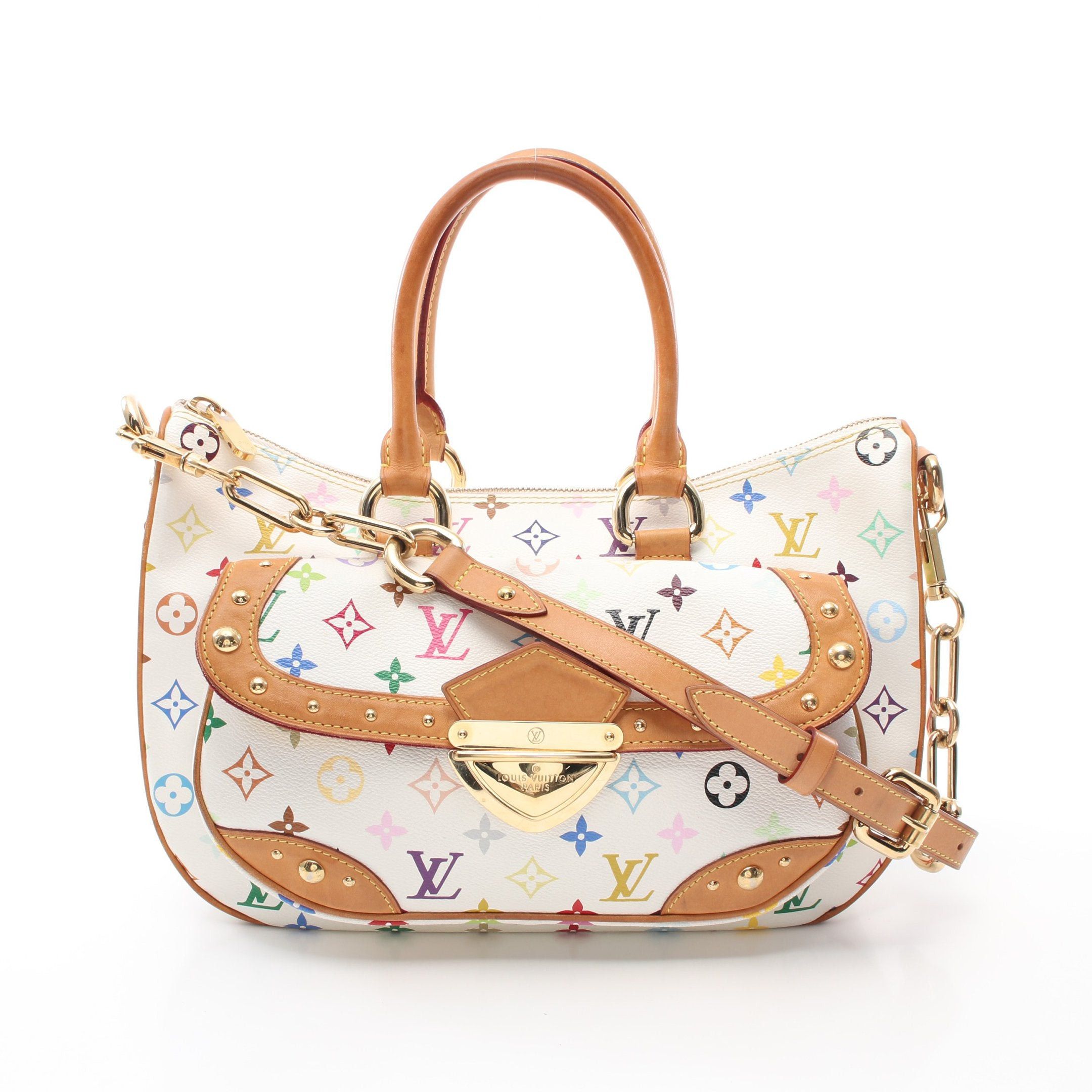 image of Louis Vuitton Rita Monogram Multicolor Bron Handbag Pvc Leather White, Women's