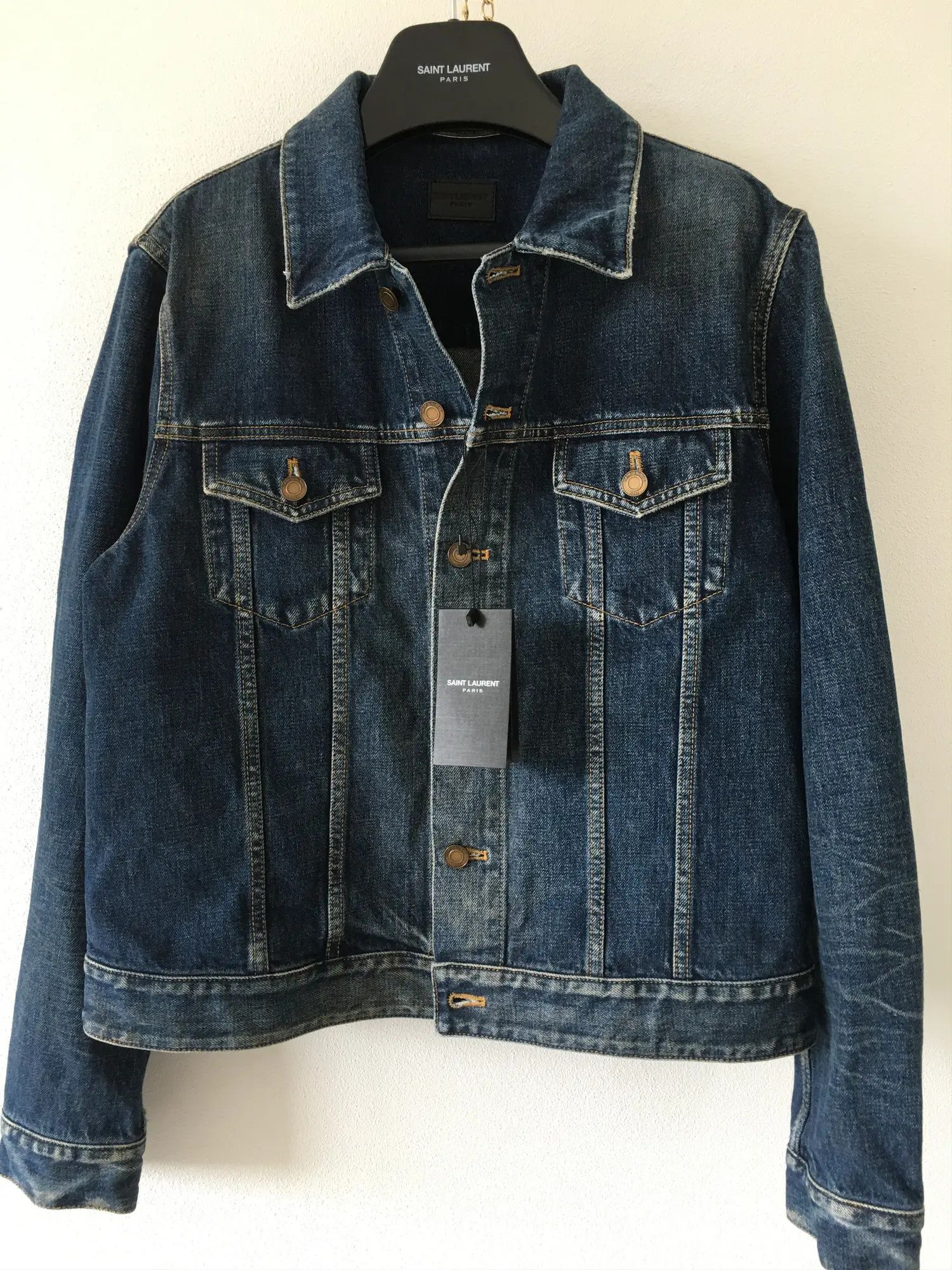 Saint Laurent Paris FINAL DROP / Denim Jacket Dark Washed Size US M / EU 48-50 / 2 - 1 Thumbnail