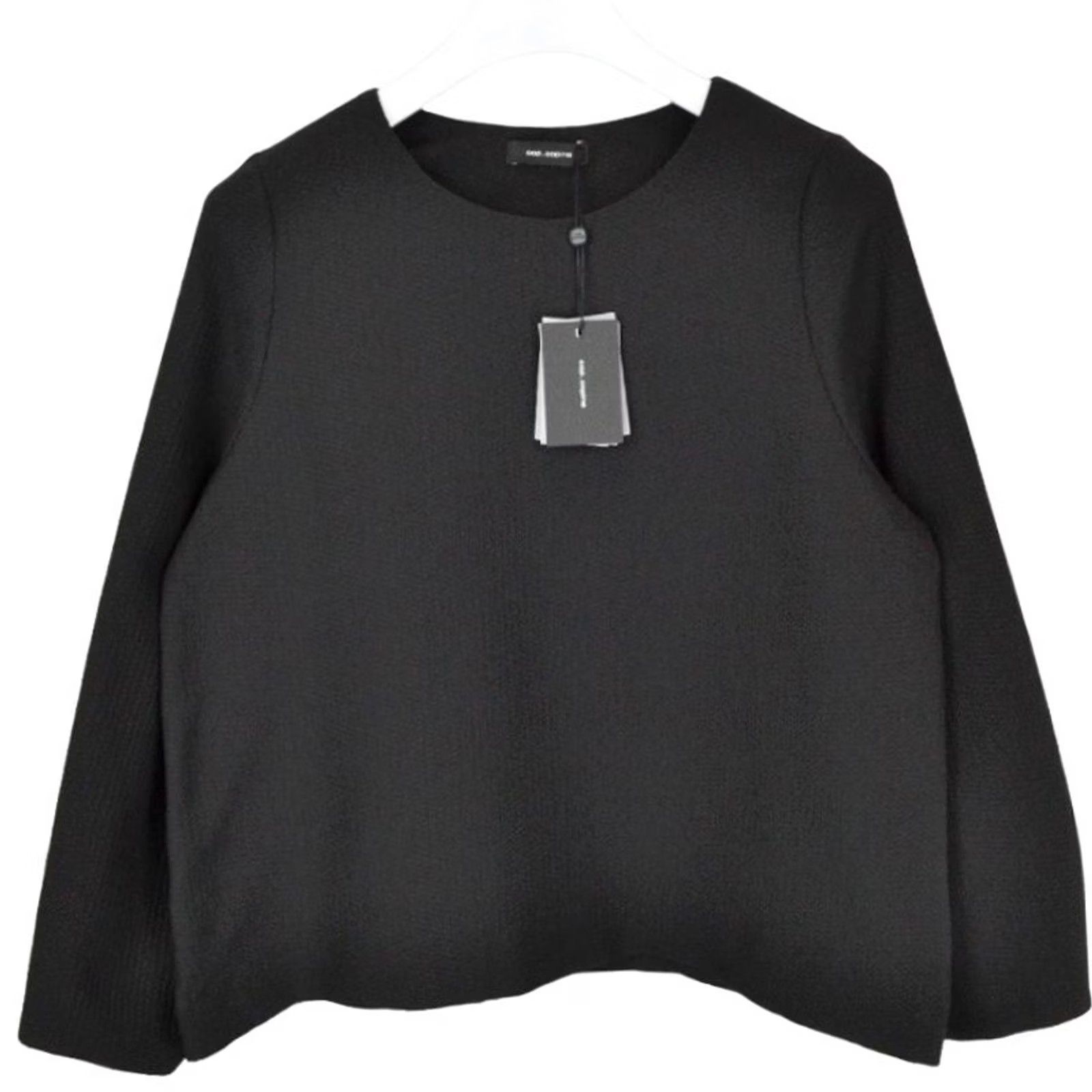 Cop Copine Cop Copine Tou Women's Blouse L Long Sleeve Round Collar Textured Black Size L / US 10 / IT 46 - 2 Thumbnail