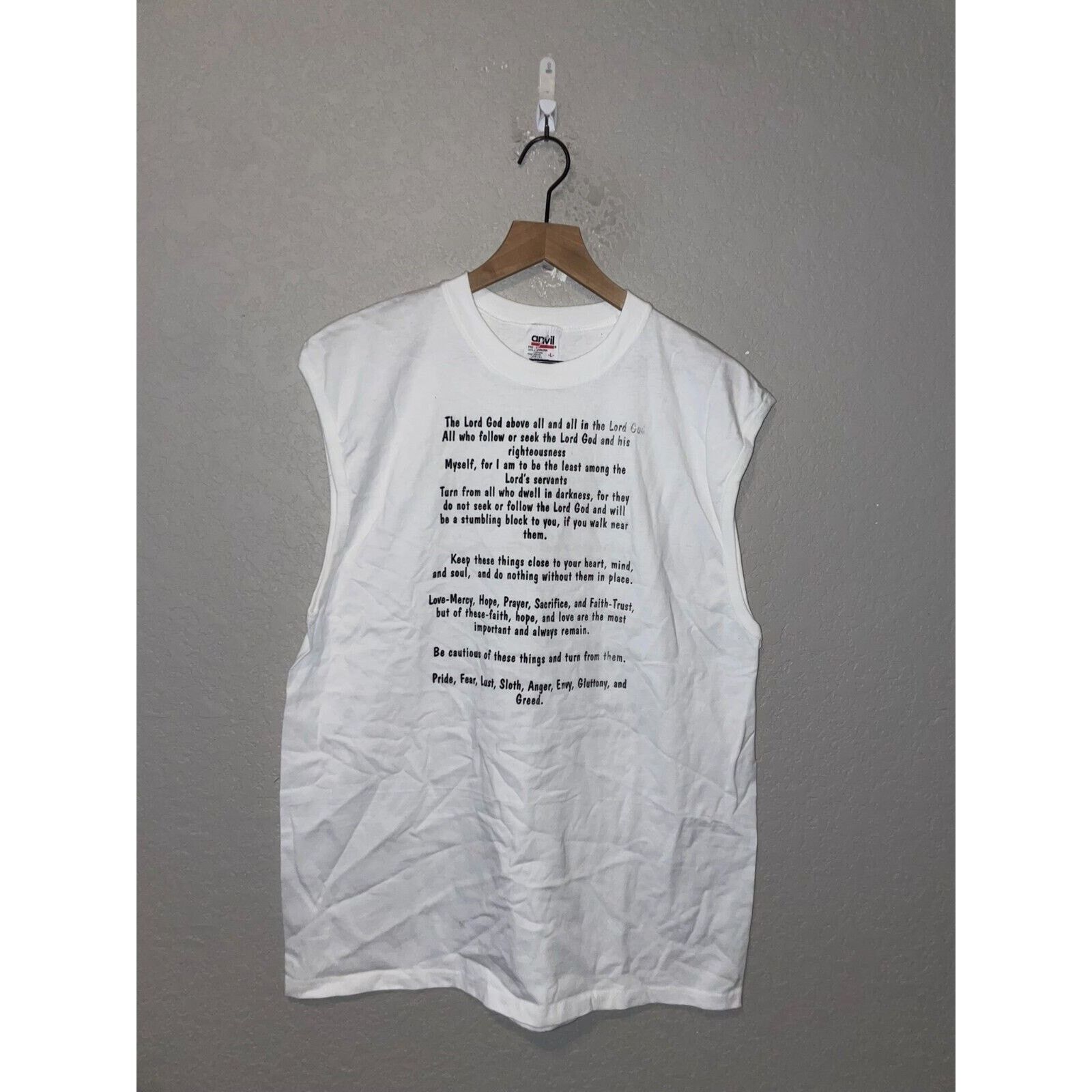 Anvil Vintage Religous Shirt Sleeveless Tank Lord God 90s L Size US L / EU 52-54 / 3 - 1 Thumbnail