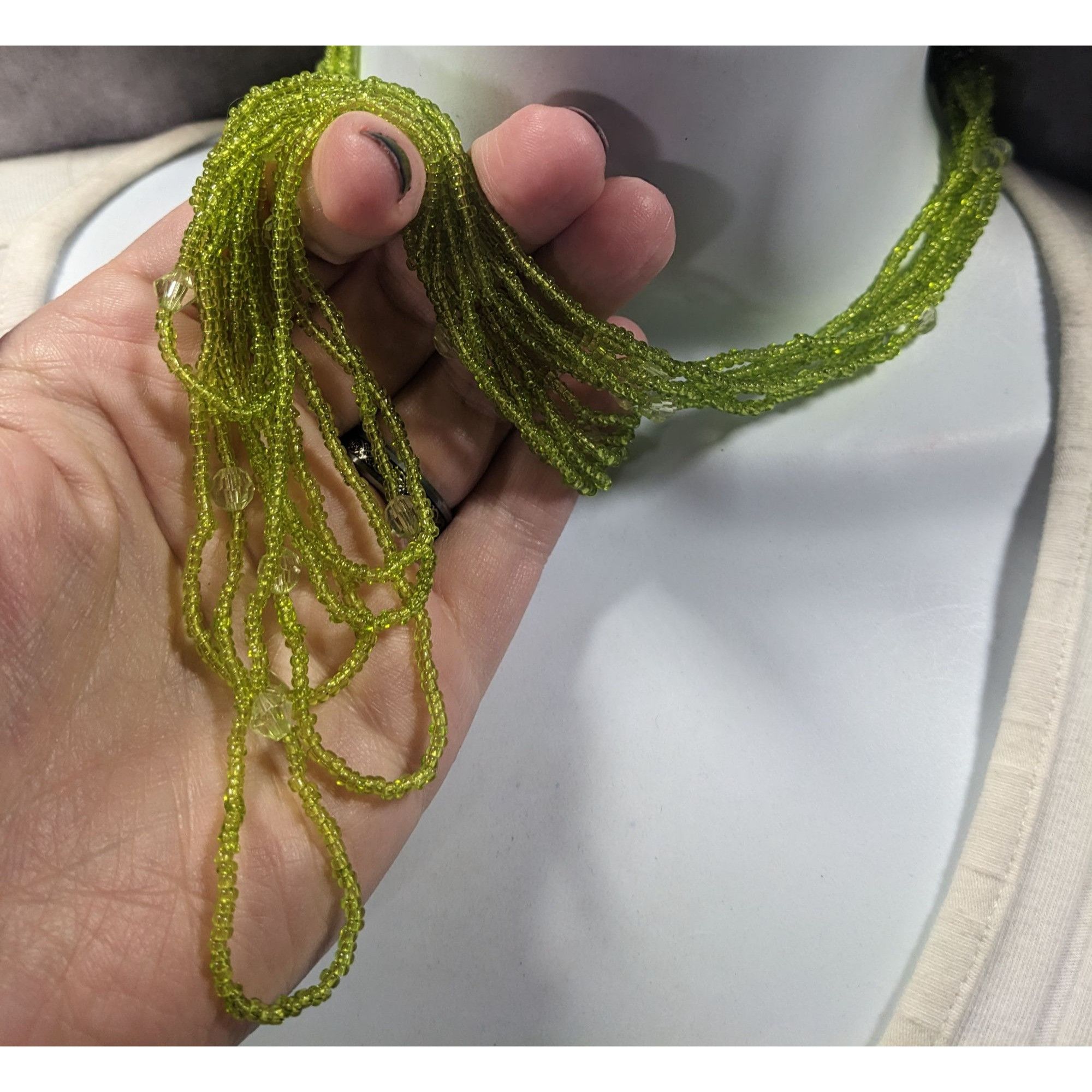 Other Lime Green Glass Multilayer Beaded Necklace Size ONE SIZE - 3 Thumbnail