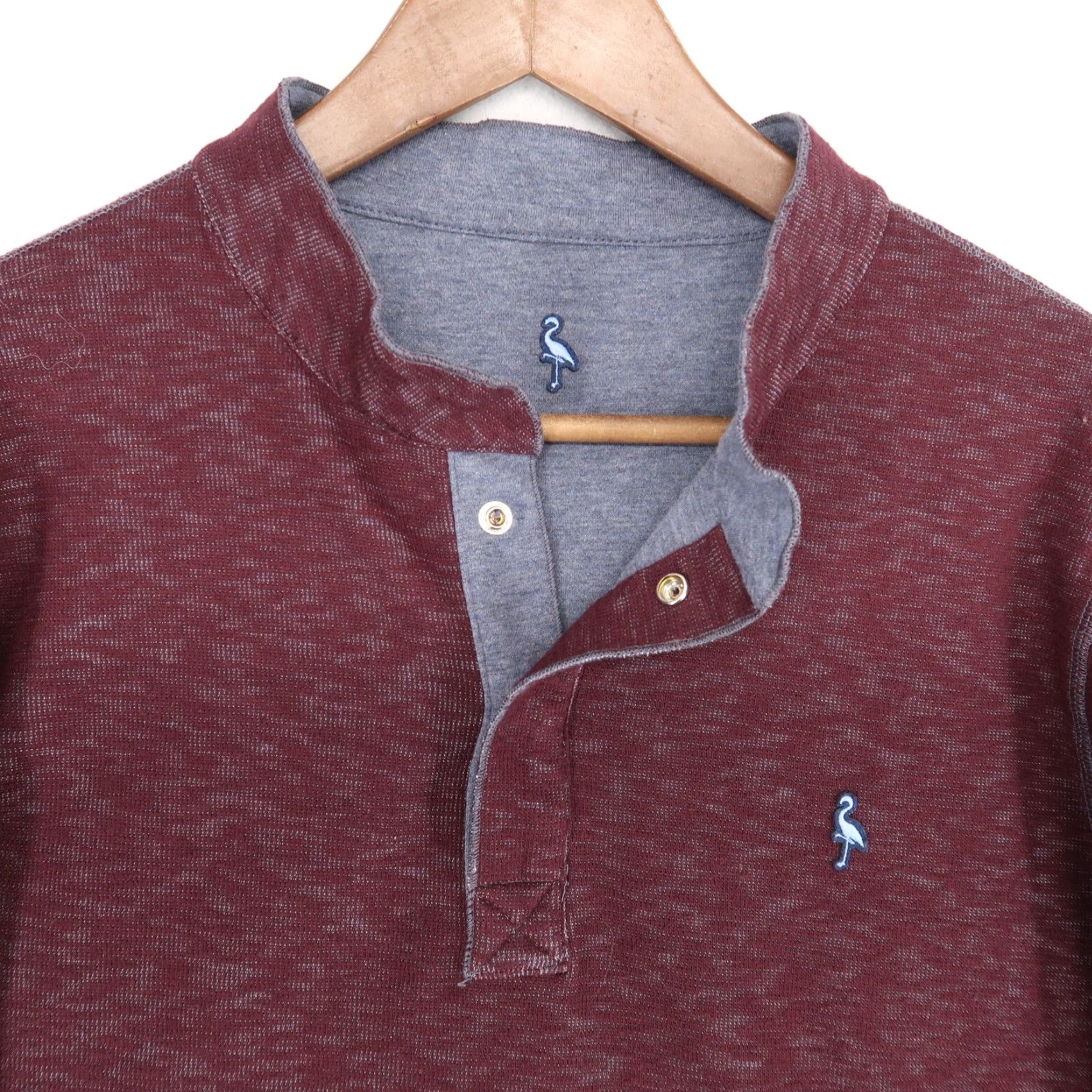 Tailorbyrd TAILORBYRD Reversible Henley Shirt Mens Large Burgundy Gray Long Sleeve Size US L / EU 52-54 / 3 - 5 Thumbnail