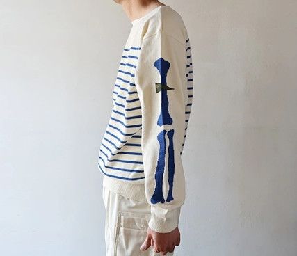 Kapital KAPITAL Panel Border Boat Neck knit Sweater BONE Sleeve L Size US L / EU 52-54 / 3 - 14 Thumbnail