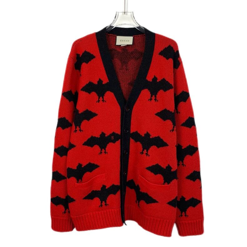 Gucci Gucci Red Bat Pattern Wool Knit Cardigan-dmc Size US M / EU 48-50 / 2 - 1 Thumbnail