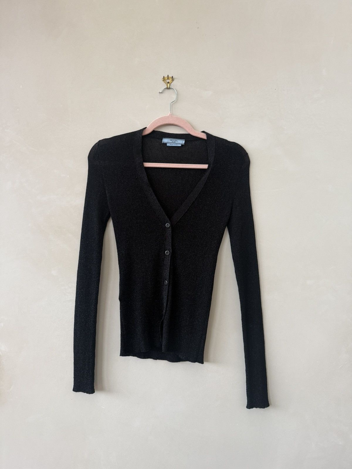 Prada Prada button up long sleeve black cardigan / sparkly Size S / US 4 / IT 40 - 4 Thumbnail