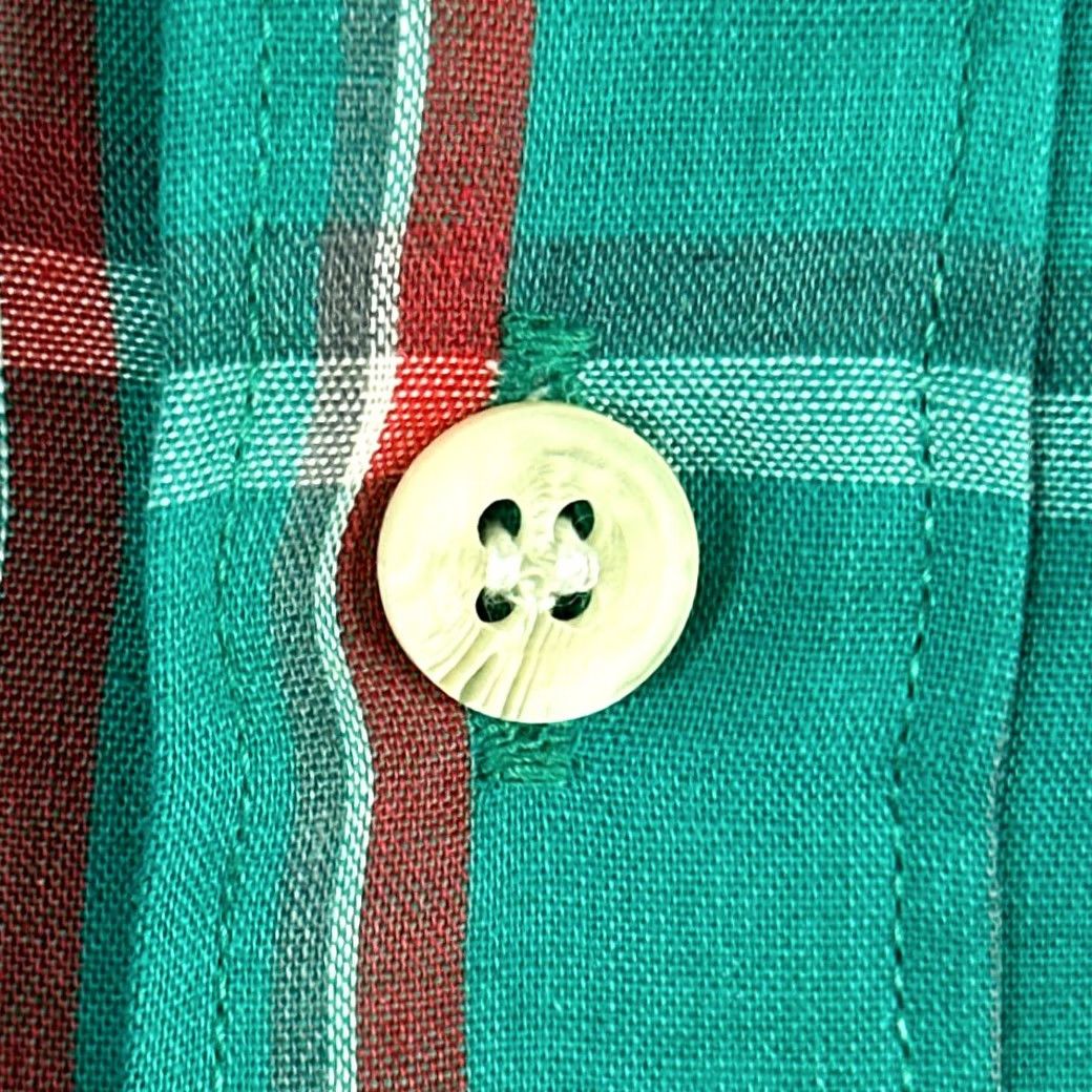 Vintage VINTAGE Manhattan Shirt Adult MEDIUM Green Plaid Button-Down 80s Casual Mens Size US M / EU 48-50 / 2 - 5 Thumbnail