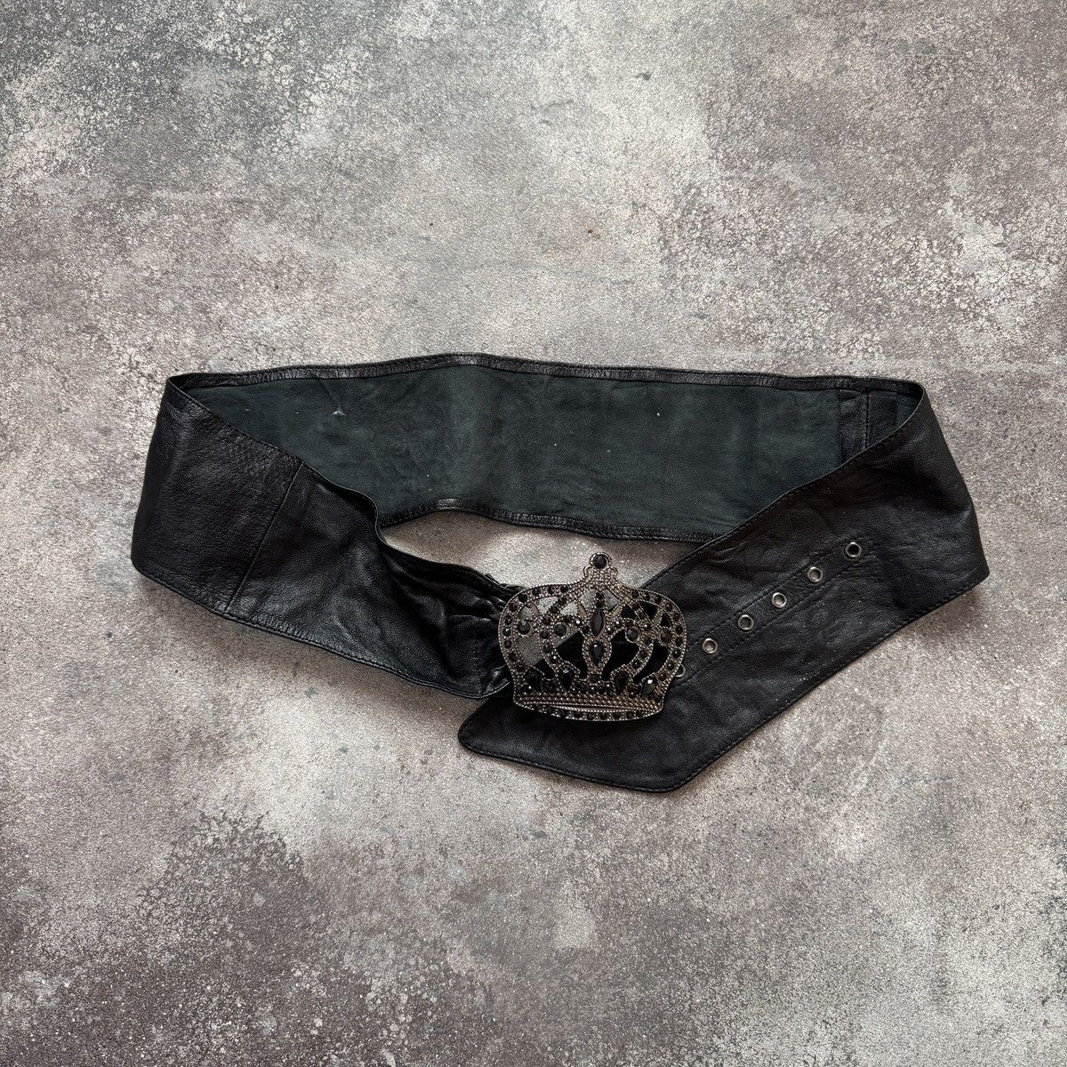 Hysteric Glamour 2000’s Glamour Vintage Crown Buckle Real Leather Wide Belt Size ONE SIZE - 2 Thumbnail