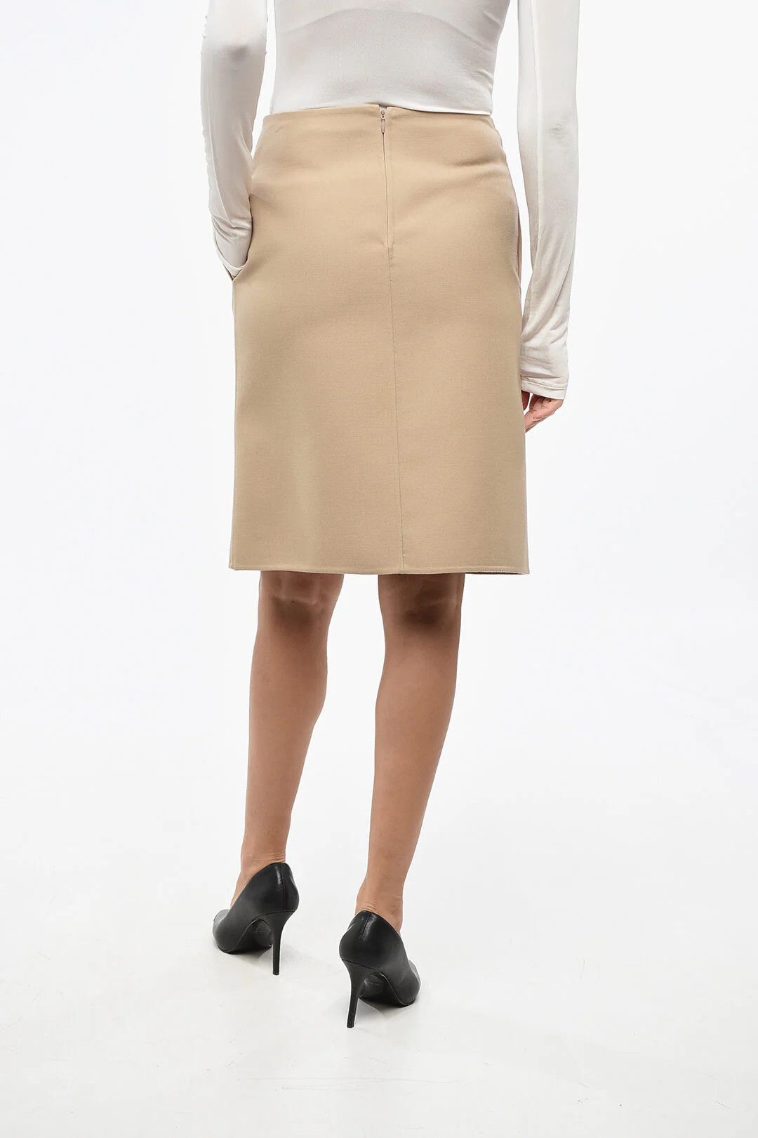 Dior o1mm0326 A-Line Midi Skirt in Beige Size 28" / US 6 / IT 42 - 2 Thumbnail