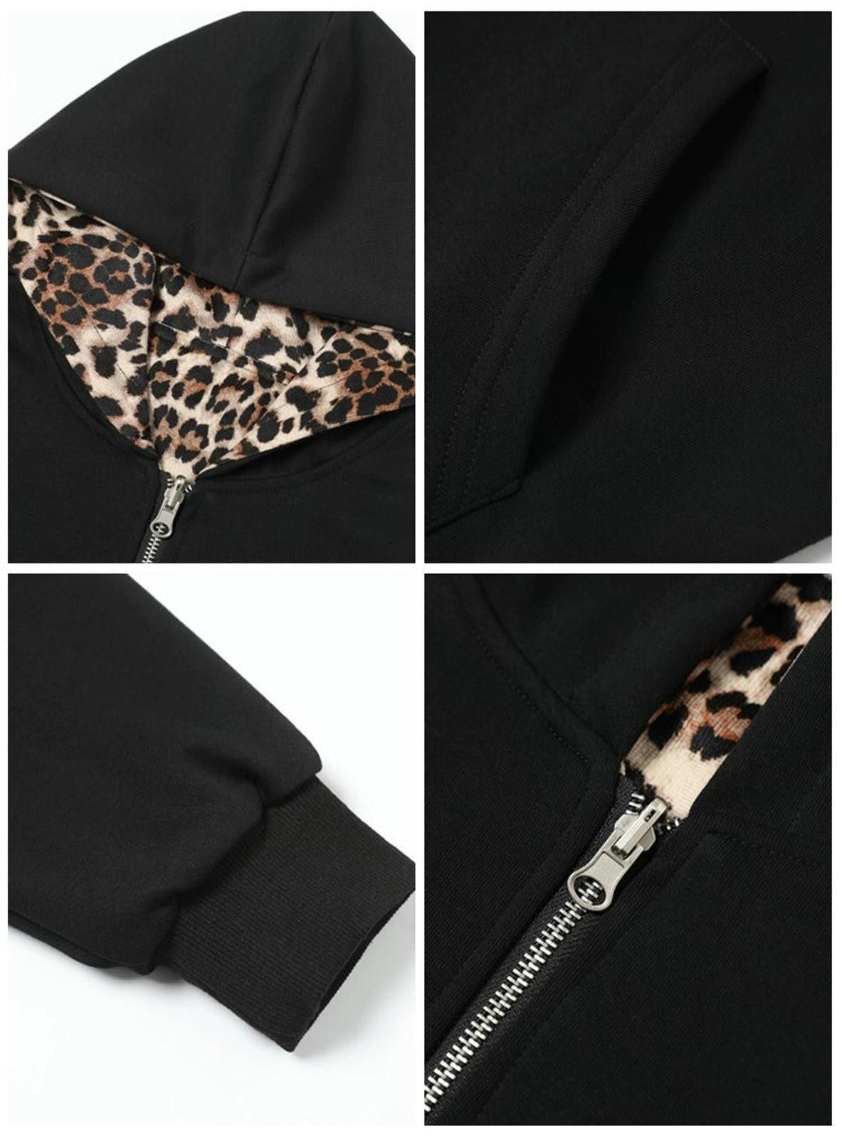 Other Leopard Print Lined Zip-Up Hoodie, Casual Sweatshirt Size US L / EU 52-54 / 3 - 6 Thumbnail