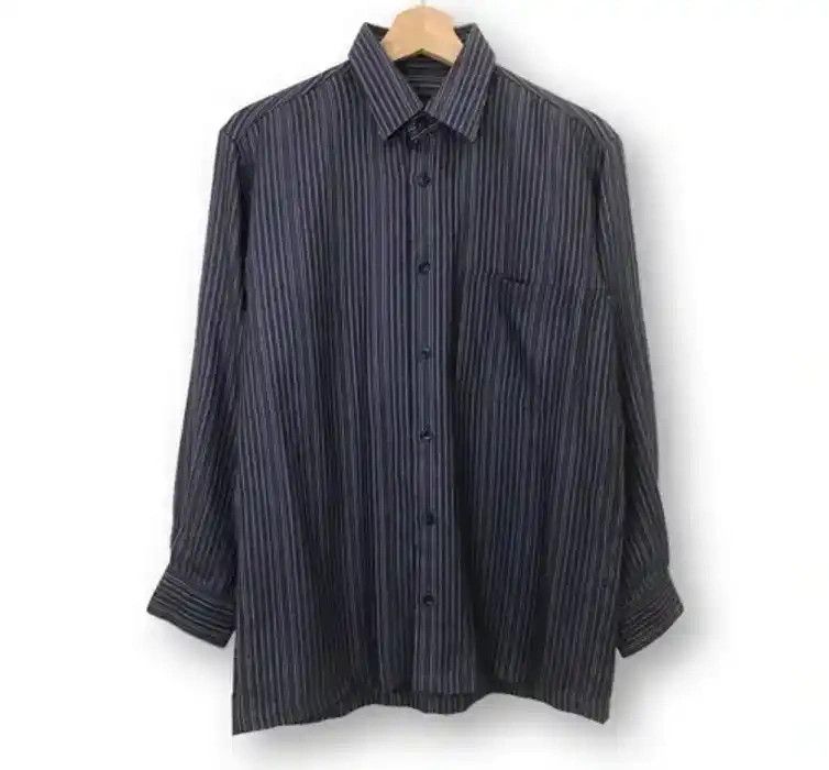 image of Flannel Ex Club Stripe Design Shirt Button Up, Men's (Size Medium)