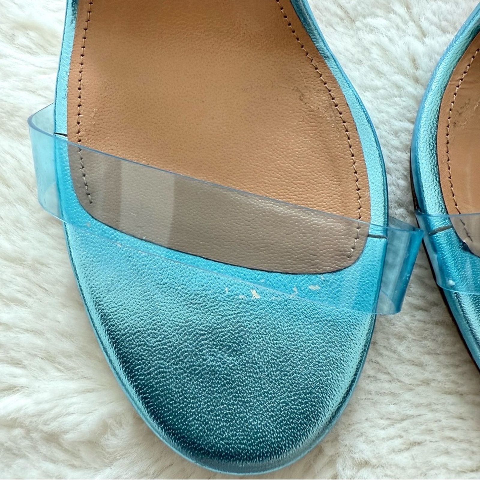 Aquazzura Aquazzura blue metallic women heel sandals size 37.5 EU Size US 7.5 / IT 37.5 - 4 Thumbnail