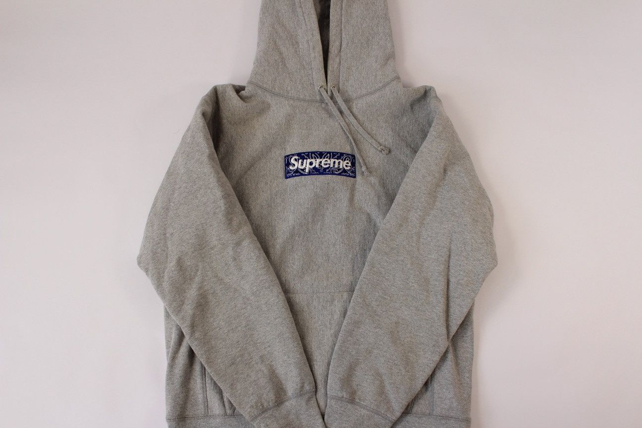 Supreme Supreme Bandana Box Logo Hooded Sweatshirt 'Heather Grey' Size US M / EU 48-50 / 2 - 1 Thumbnail