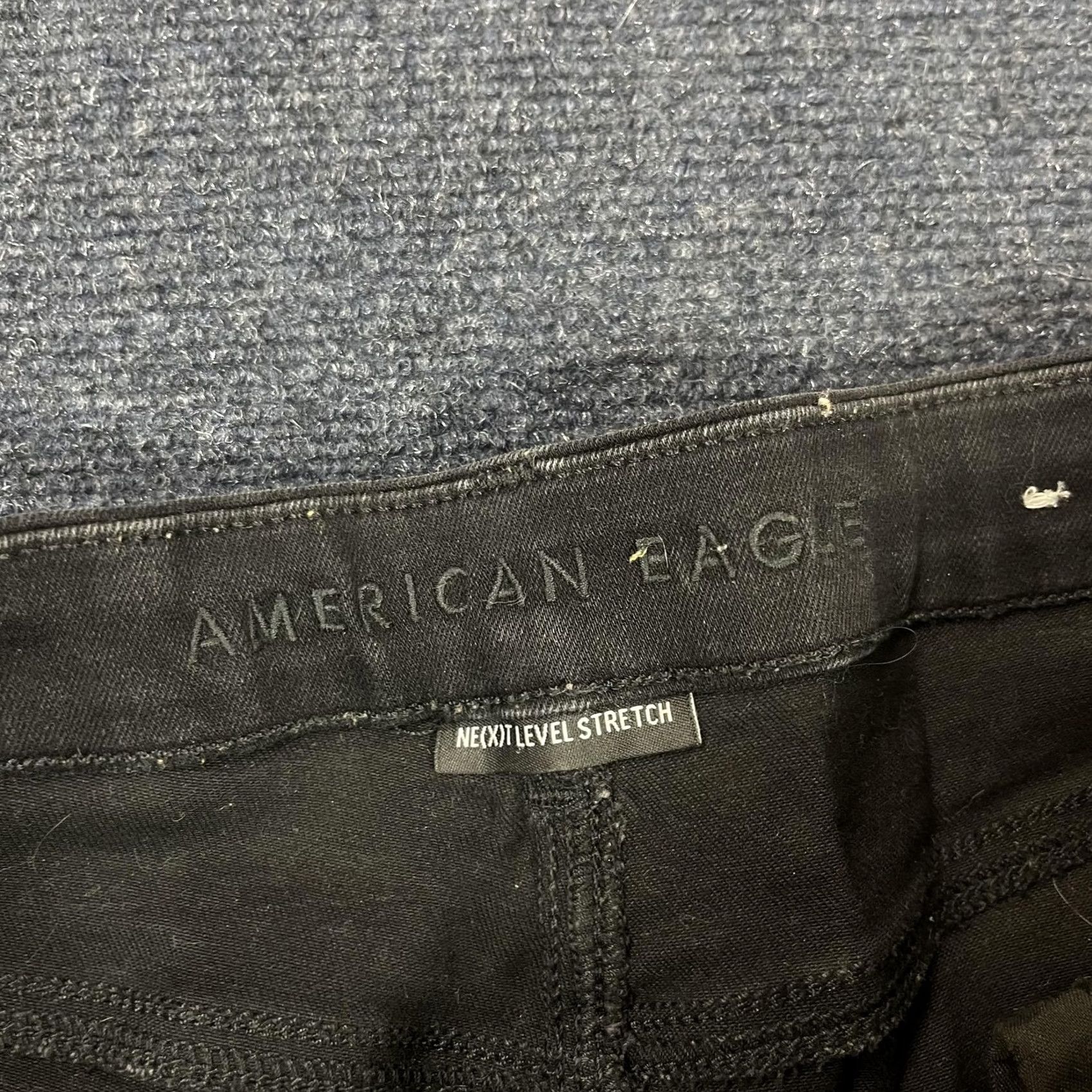 American Eagle Outfitters VINTAGE? No. American Eagle Next Level Stretch Jeans Womens 16 Short Black Skinny Distressed Size 38" / US 16 / IT 52 - 3 Thumbnail