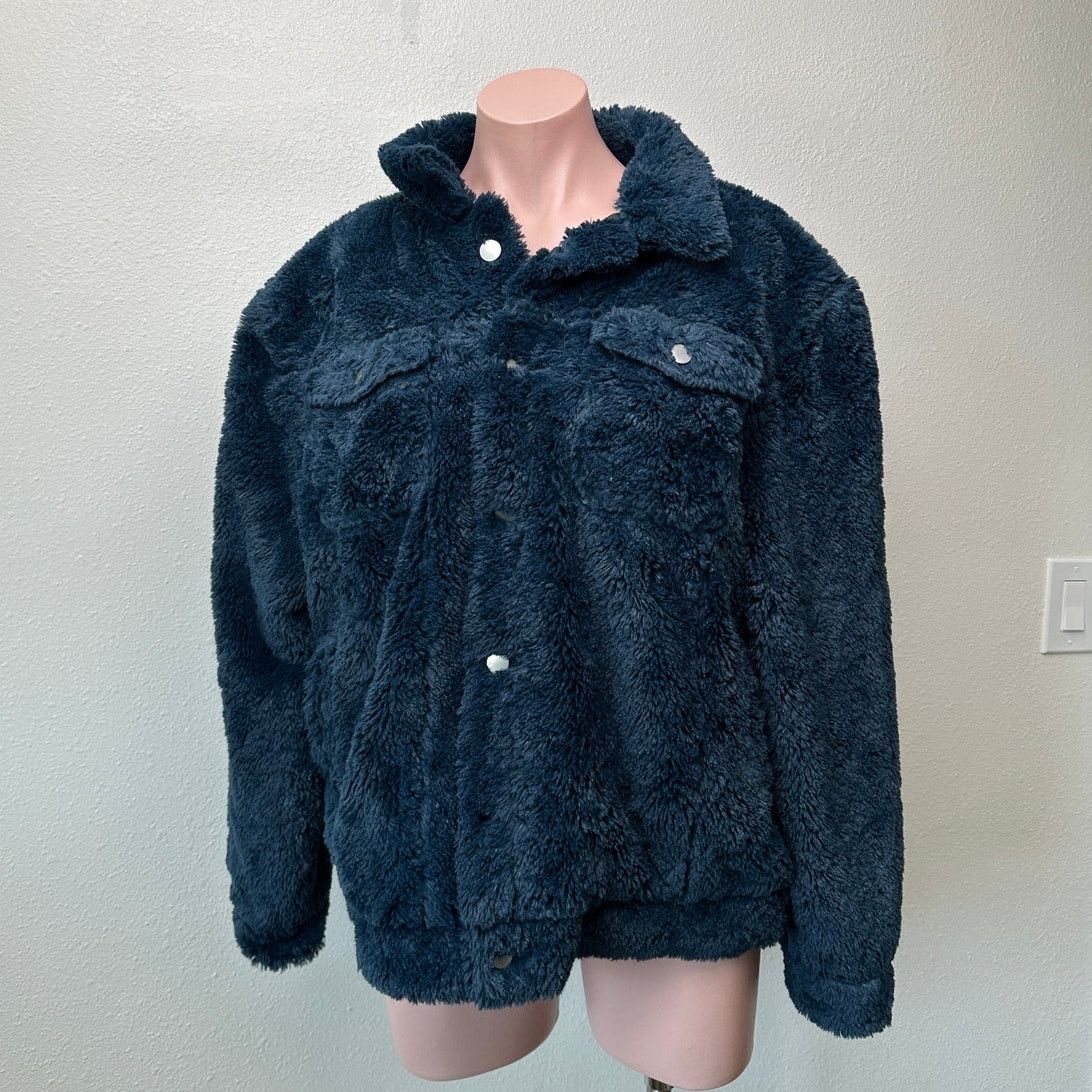 NWT Rhude Jacket Navy Blue Mens US L Sherpa