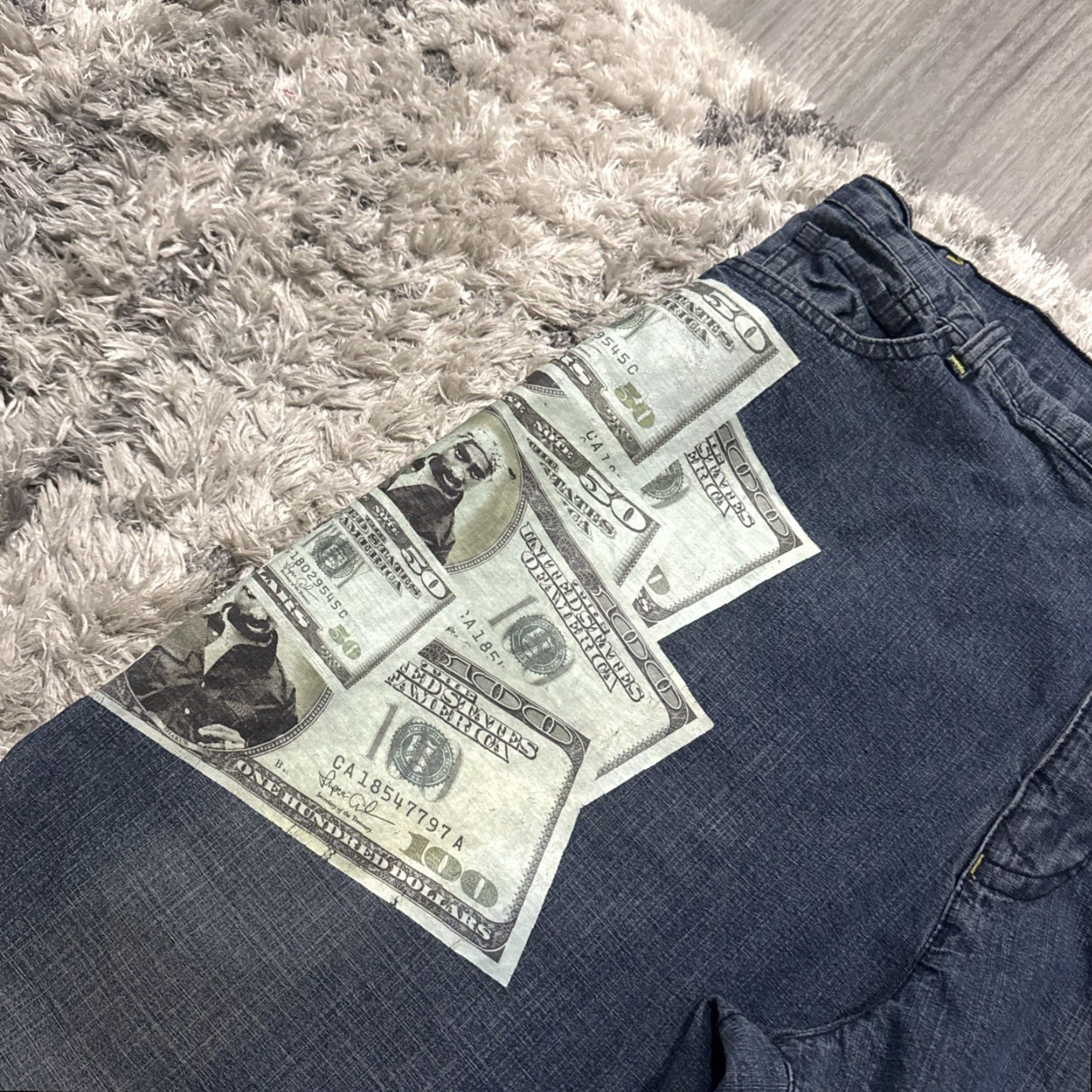 Vintage VINTAGE Makaveli Jeans Baggy 90s Dollar Bills Money Blue Denim Wide-Leg Men 42x34 Womens? Mens Size US 42 / EU 58 - 2 Thumbnail