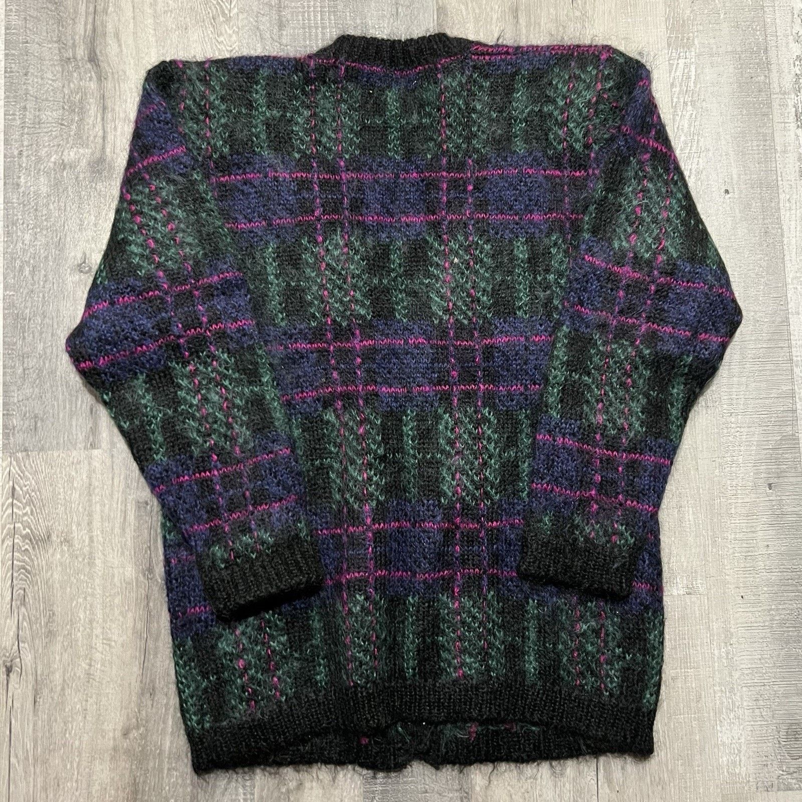 Vintage VTG Susan Bristol Mohair Cardigan Sweater Plaid 90s Knit M Size M / US 6-8 / IT 42-44 - 2 Thumbnail