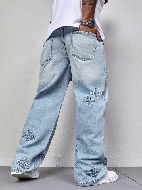 Jean Street Graphic Drill Drip Denim Jeans Washed Size US 34 / EU 50 - 4 Thumbnail