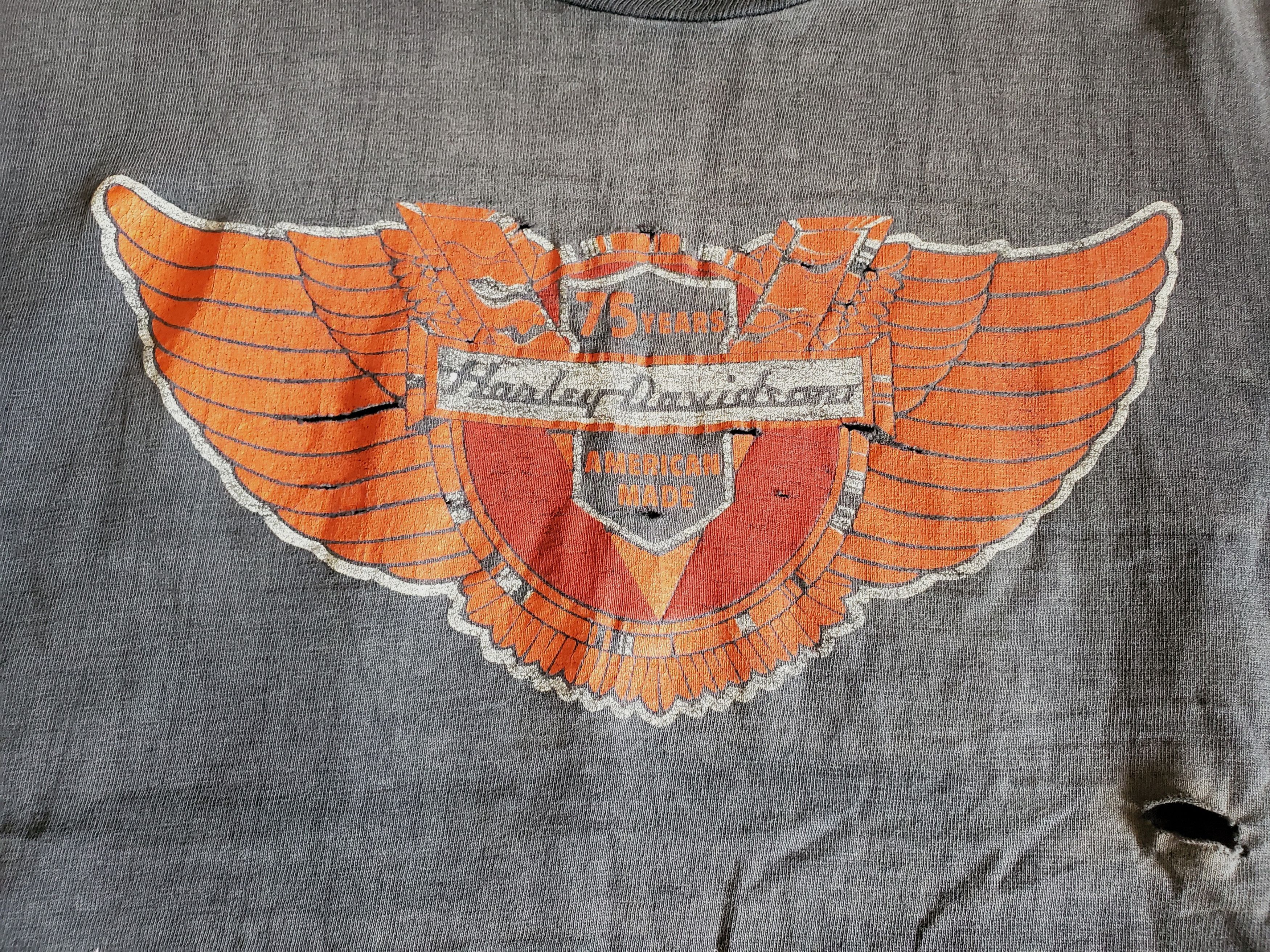 Harley Davidson × Vintage Vintage 75th anniversary Harley Davidson 1980 thrashed Size US M / EU 48-50 / 2 - 2 Thumbnail