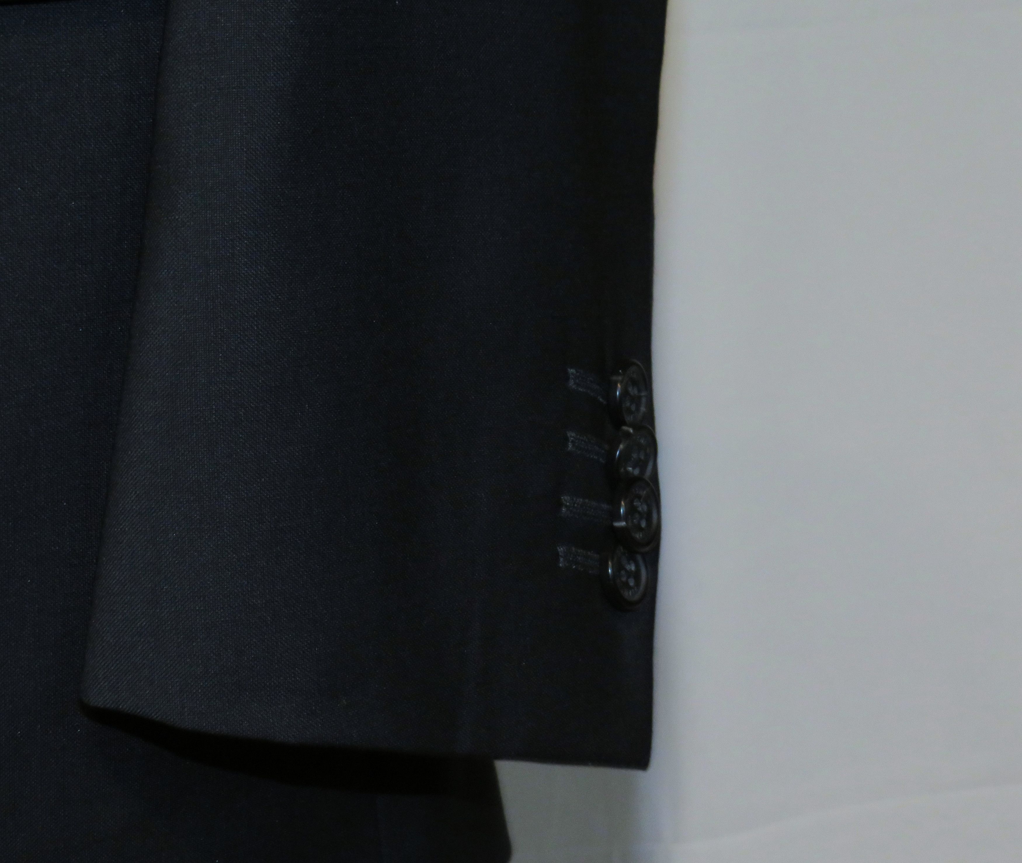 Valentino Solid Black Fleece Wool Two Button Suit 44 Size 44R - 9 Thumbnail