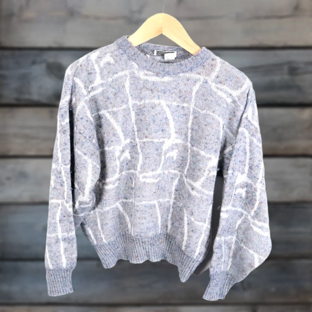 Vintage VINTAGE 80s Donegal Wool Blend Abstract Pattern Sweater Men Small Gray Italy Made Crew Neck Pullover Knit Vintage Mens Small Gray Abstract Pattern Size US S / EU 44-46 / 1 - 1 Thumbnail