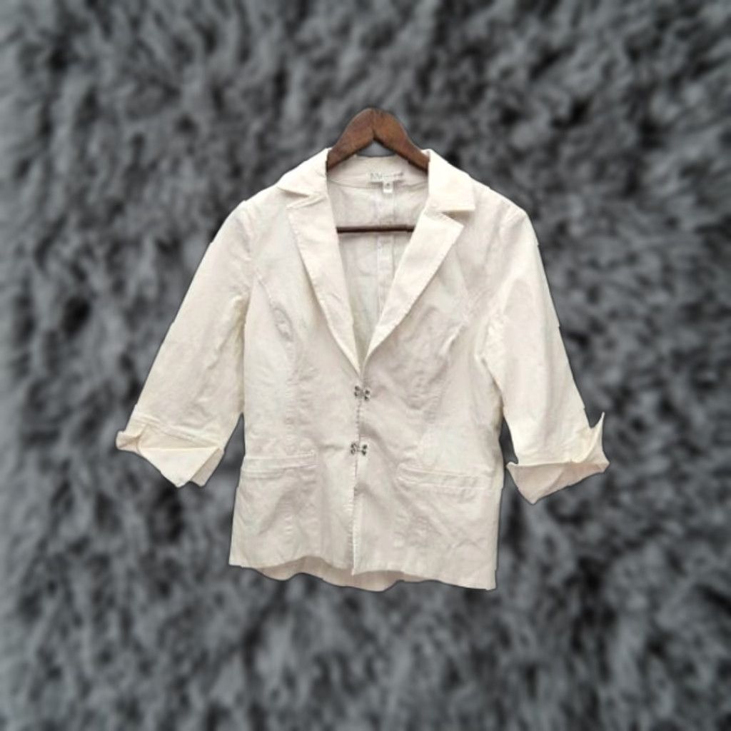 VINTAGE Neiman Marcus Women's Blazer Shirt Size White Cotton Mix