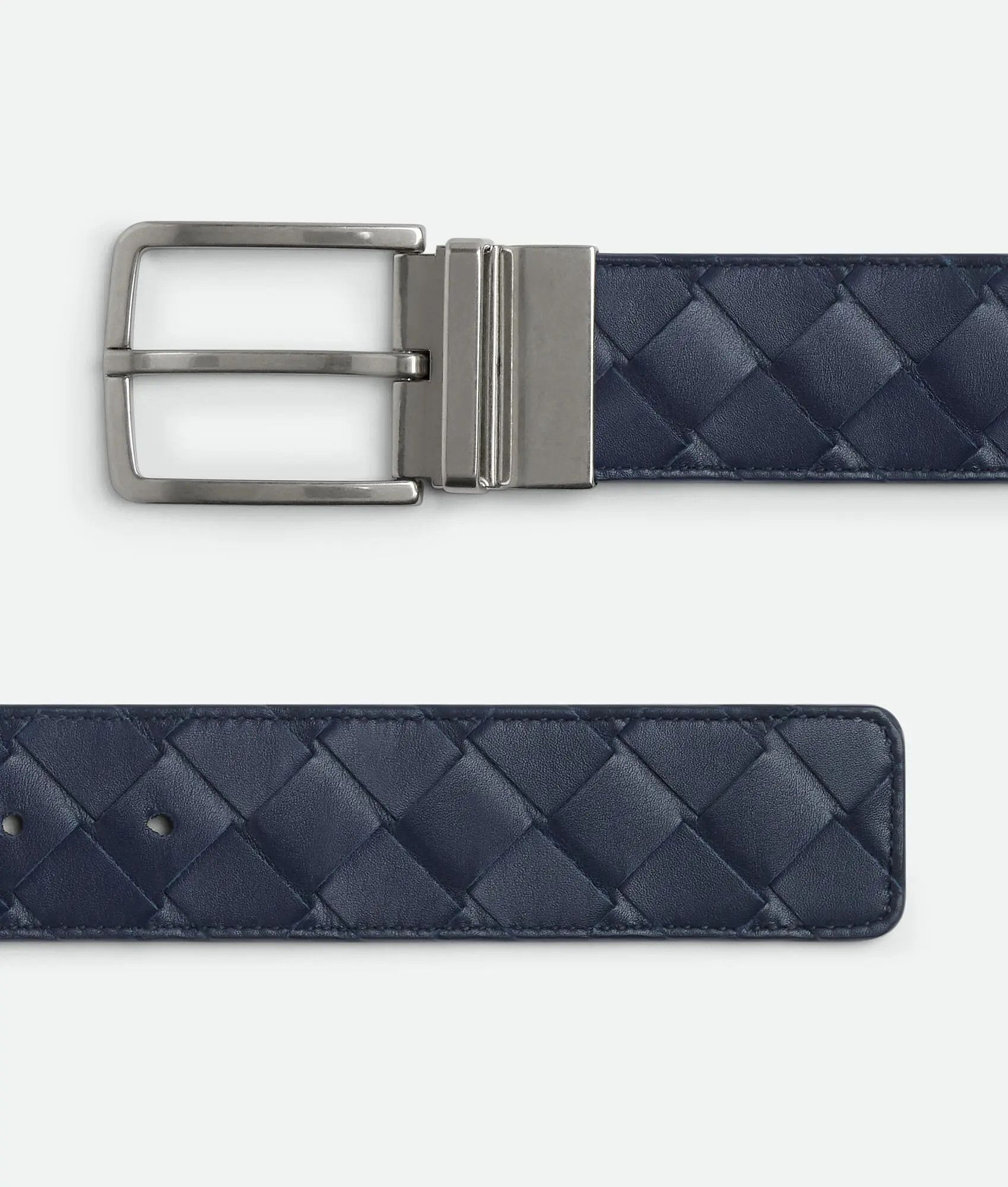 Bottega Veneta o1orln1125 Size: 80 / Intrecciato Reversible Belt in Blue Size 32 - 2 Thumbnail