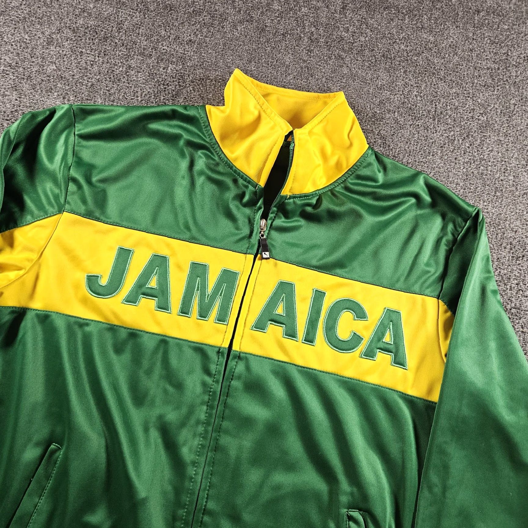 Puma PUMA Jacket Mens L Green Jamaica Track Full Zip Colorblock Polyester Size US L / EU 52-54 / 3 - 2 Thumbnail