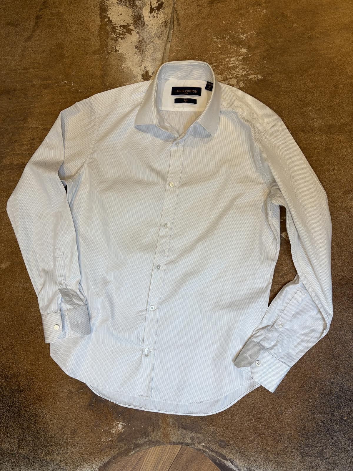 Louis Vuitton Louis Vuitton White Pinstripe Shirt Size US M / EU 48-50 / 2 - 1 Thumbnail