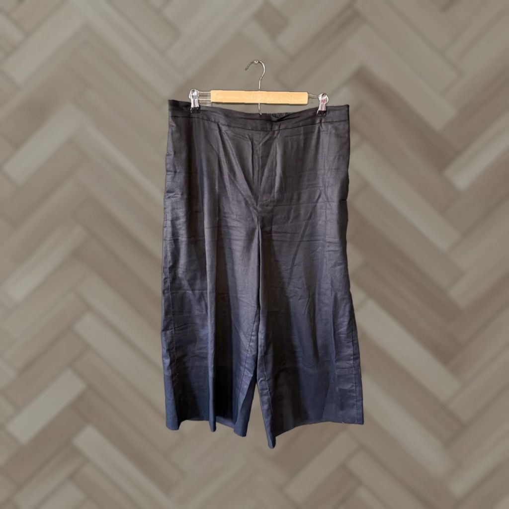 Banana Republic VINTAGE Banana Republic Womens Black Wide Length Cropped Pant Linen Large Size 36" / US 14 / IT 50 - 1 Thumbnail