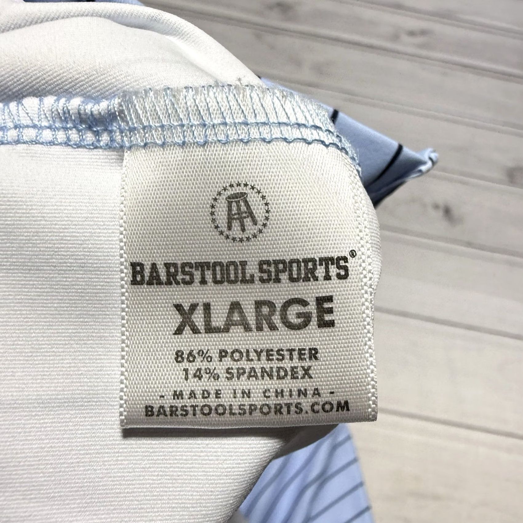 Vintage Barstool Sports Polo Shirt Mens XL Blue Striped Short Sleeve Collar Button Regular Fit Golf Casual Size US XL / EU 56 / 4 - 6 Thumbnail