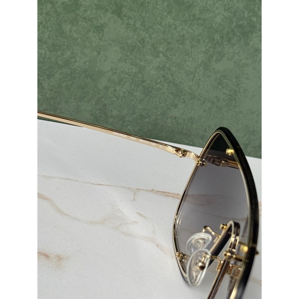 Alexander McQueen Alexander McQueen AM0362S Gold Grey Studded Mask Sunglasses Size ONE SIZE - 8 Thumbnail
