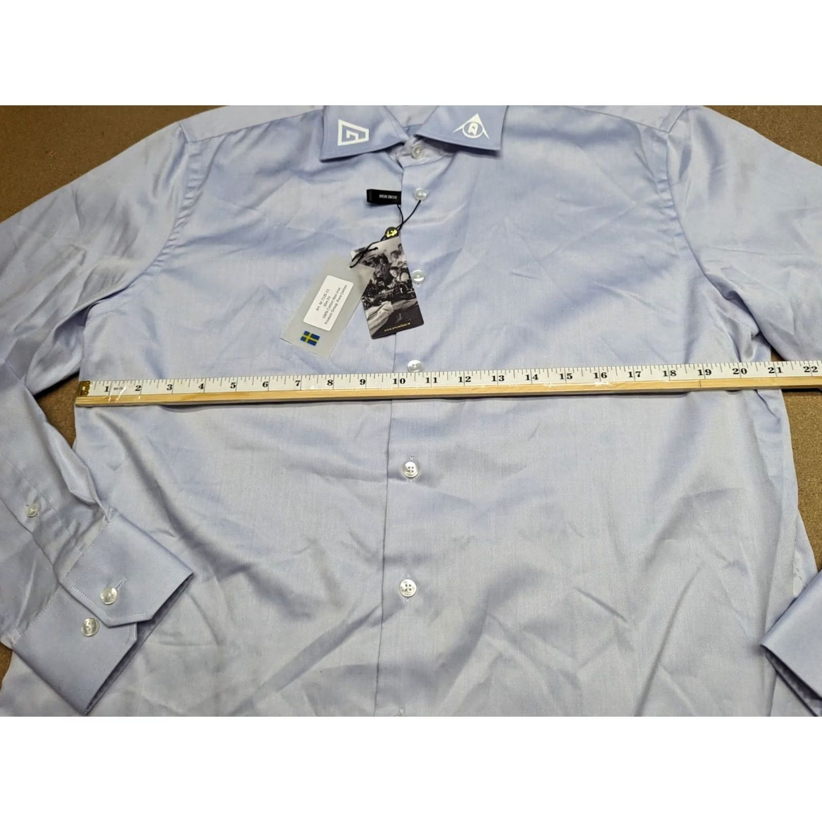 ALEXIS ERNST ALEXIS of Sweden Classic Cut Slim Fit Formal Dress Shirt 2XL Blue Cotton Flannel Button-Up Shirt Men Size XL 43/44 Size 48R - 3 Thumbnail