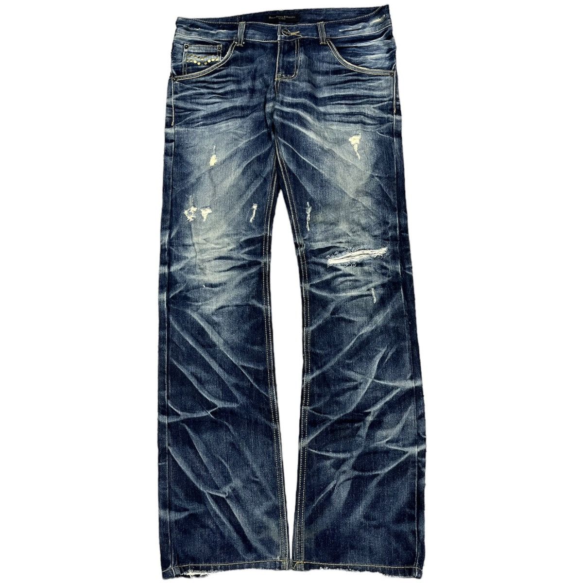 image of Dspr Flared Distressed Denim in Blue, Men's (Size 36)