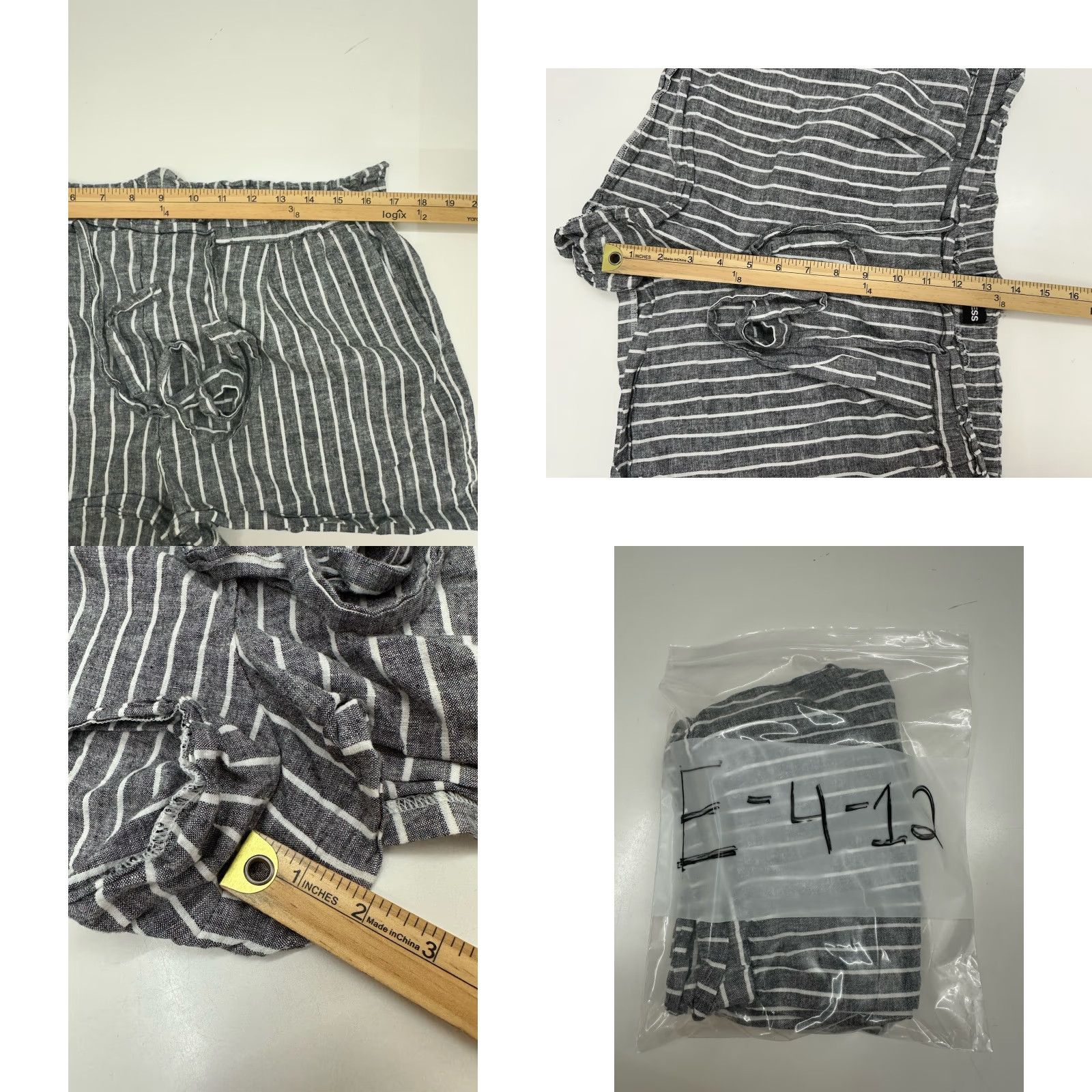 Express Express Womens Shorts Striped Chambray High Rise Elastic Waist Large Gray Size 36" / US 14 / IT 50 - 8 Thumbnail