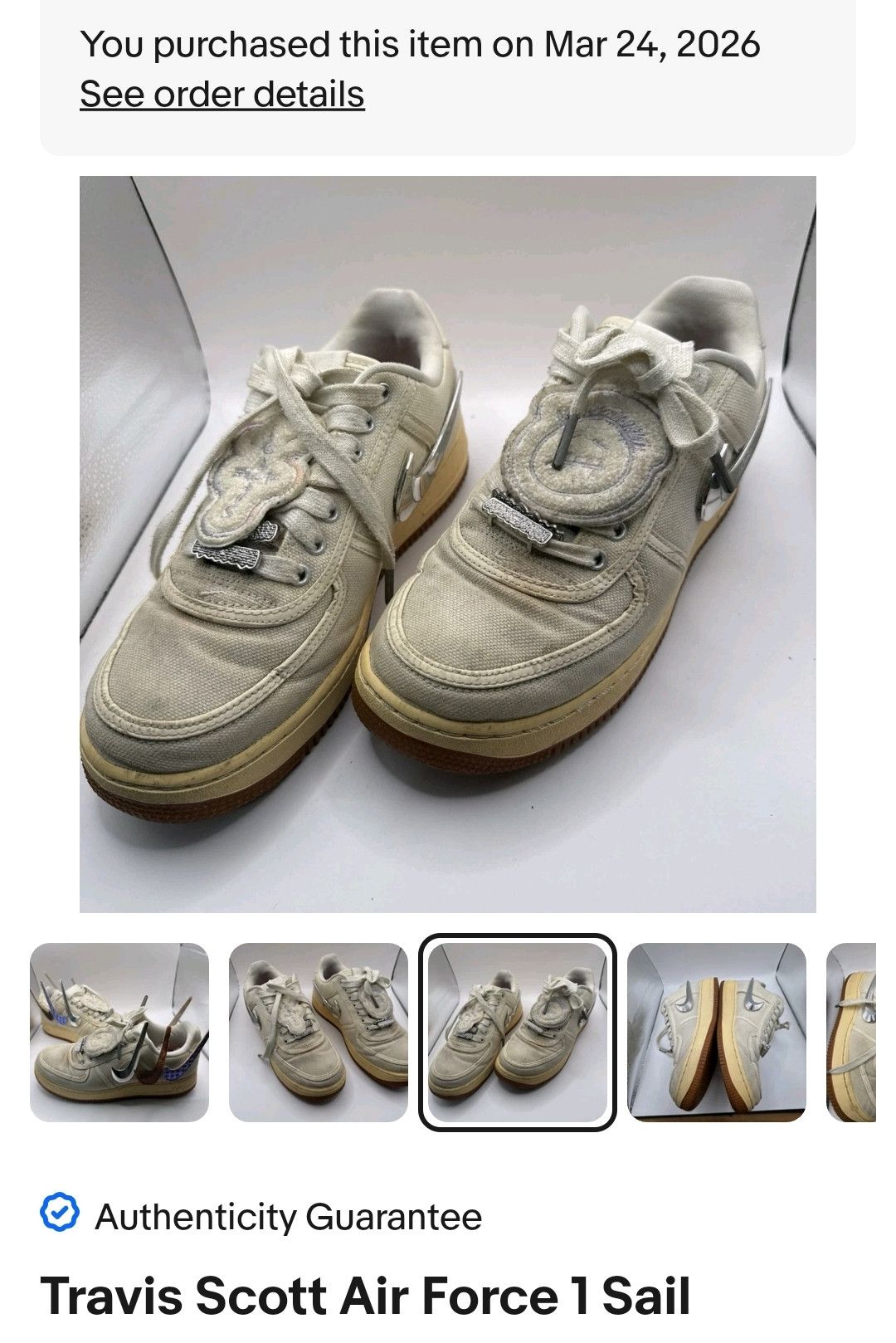 Nike × Travis Scott Nike Air Force 1 Travis Scott Sail Size US 7 / EU 40 - 13 Thumbnail