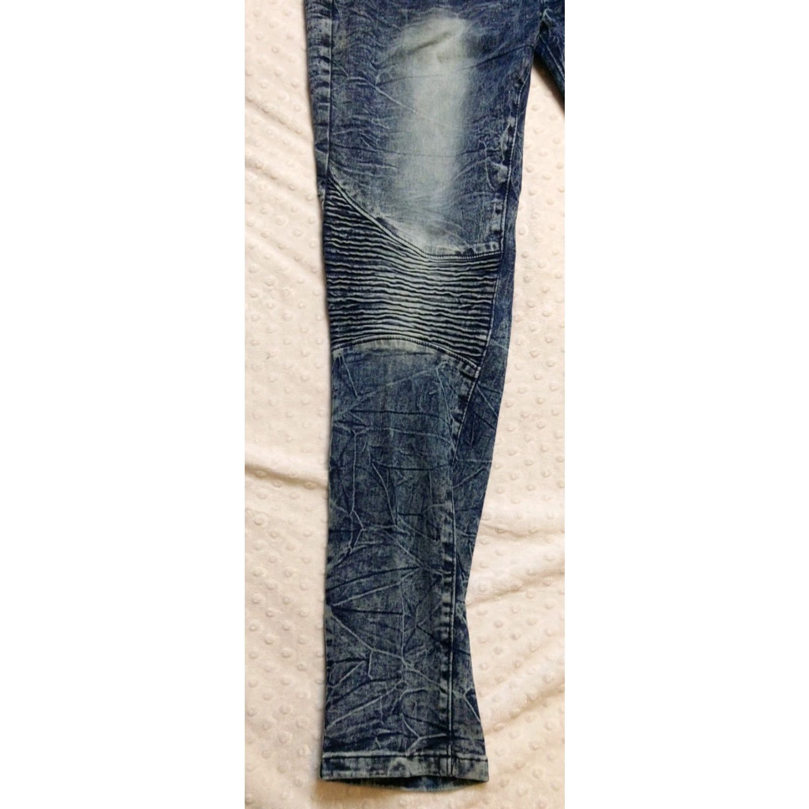 Vintage Mecca Jeans Slim 34x30 Denim Acid Wash 5-Pocket Stretch Fit Mens Blue 90s Theme Skinny Mid Rise Jeans Size US 34 / EU 50 - 3 Thumbnail