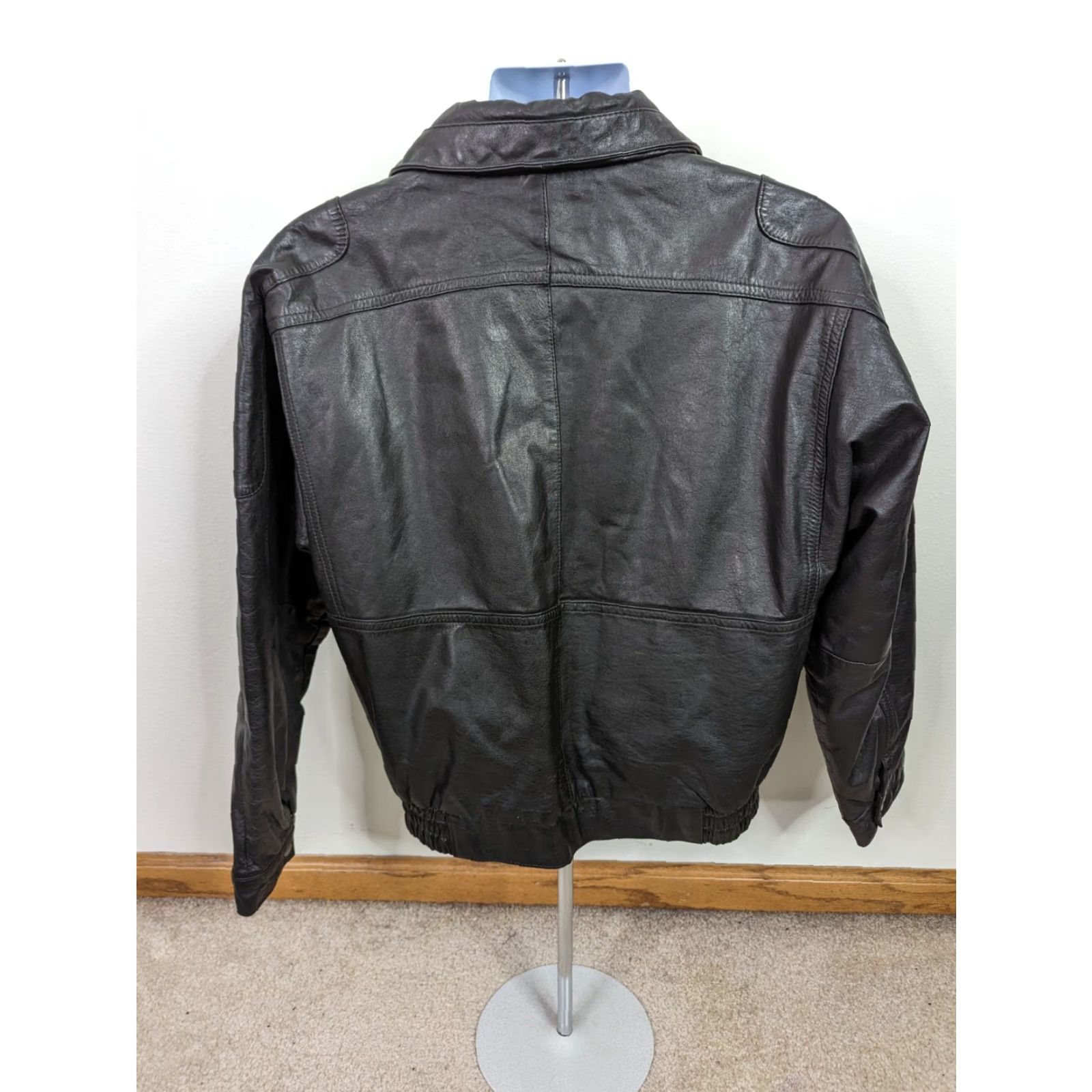 Vintage VINTAGE 90s Leather Biker Motorcycle Bomber Jacket Black Men’s Large Coat Vtg Size US L / EU 52-54 / 3 - 3 Thumbnail