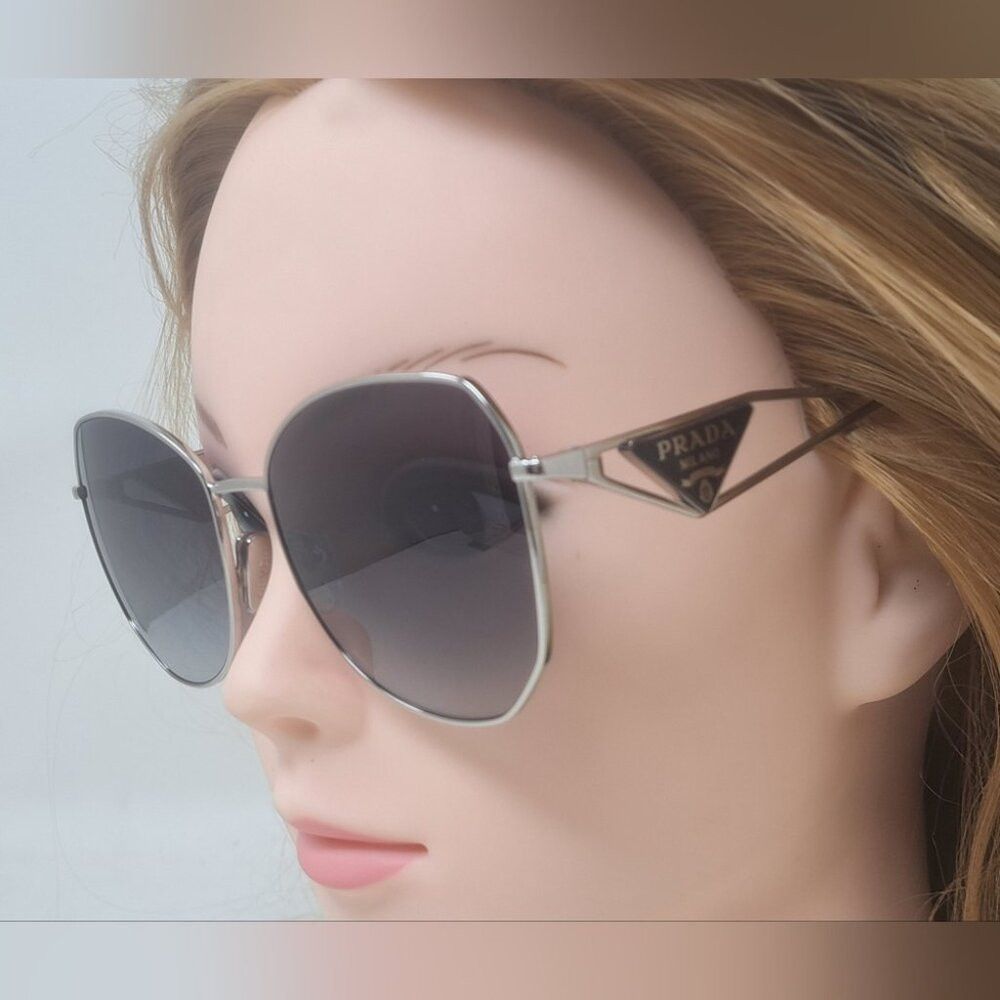 Prada NWT Prada Women's Sunglasses SPR 57YS Silver Grey Gradient Size ONE SIZE - 9 Thumbnail