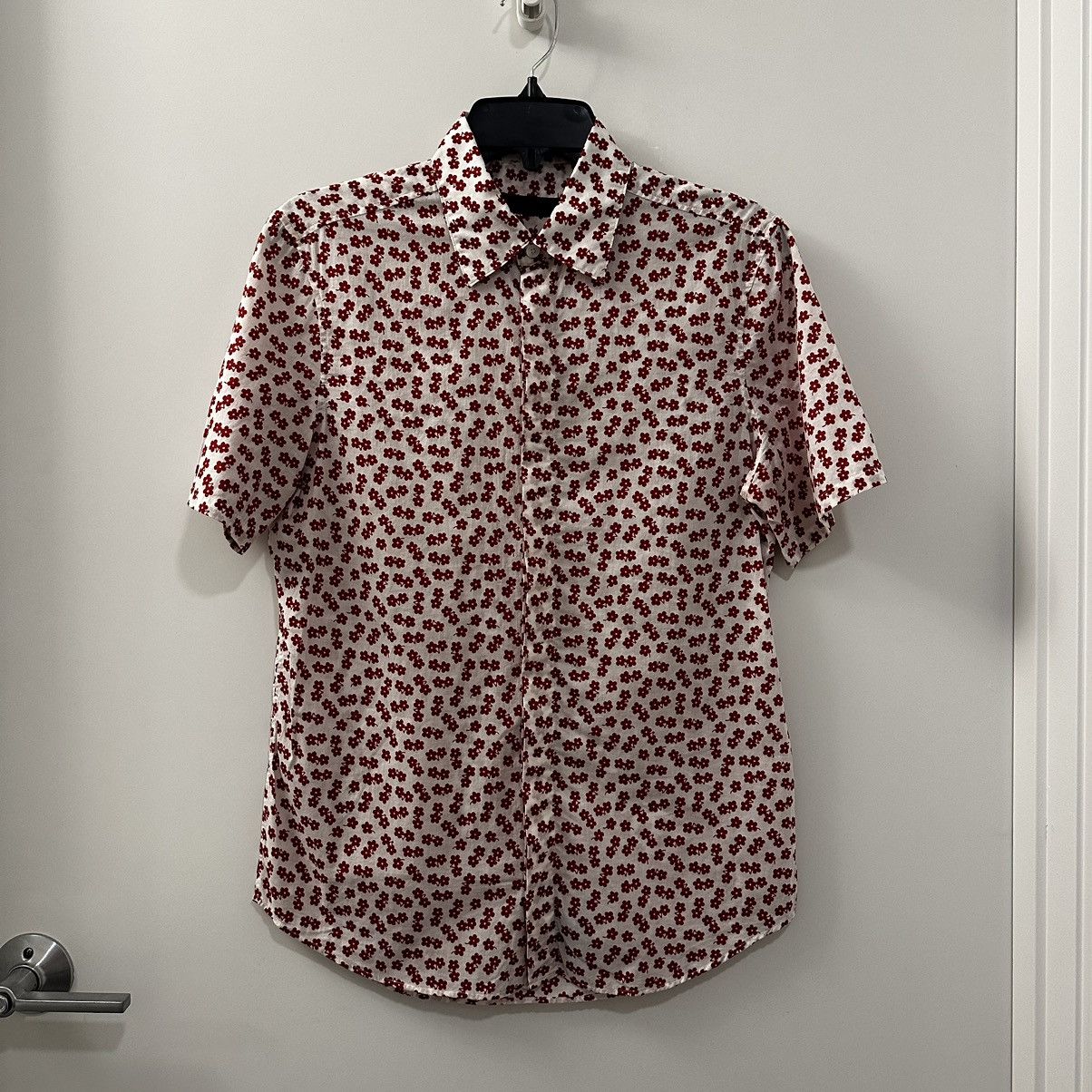 Burberry Rare Burberry Prorsum Red Flower Print Short Sleeve Shirt Size US S / EU 44-46 / 1 - 1 Thumbnail
