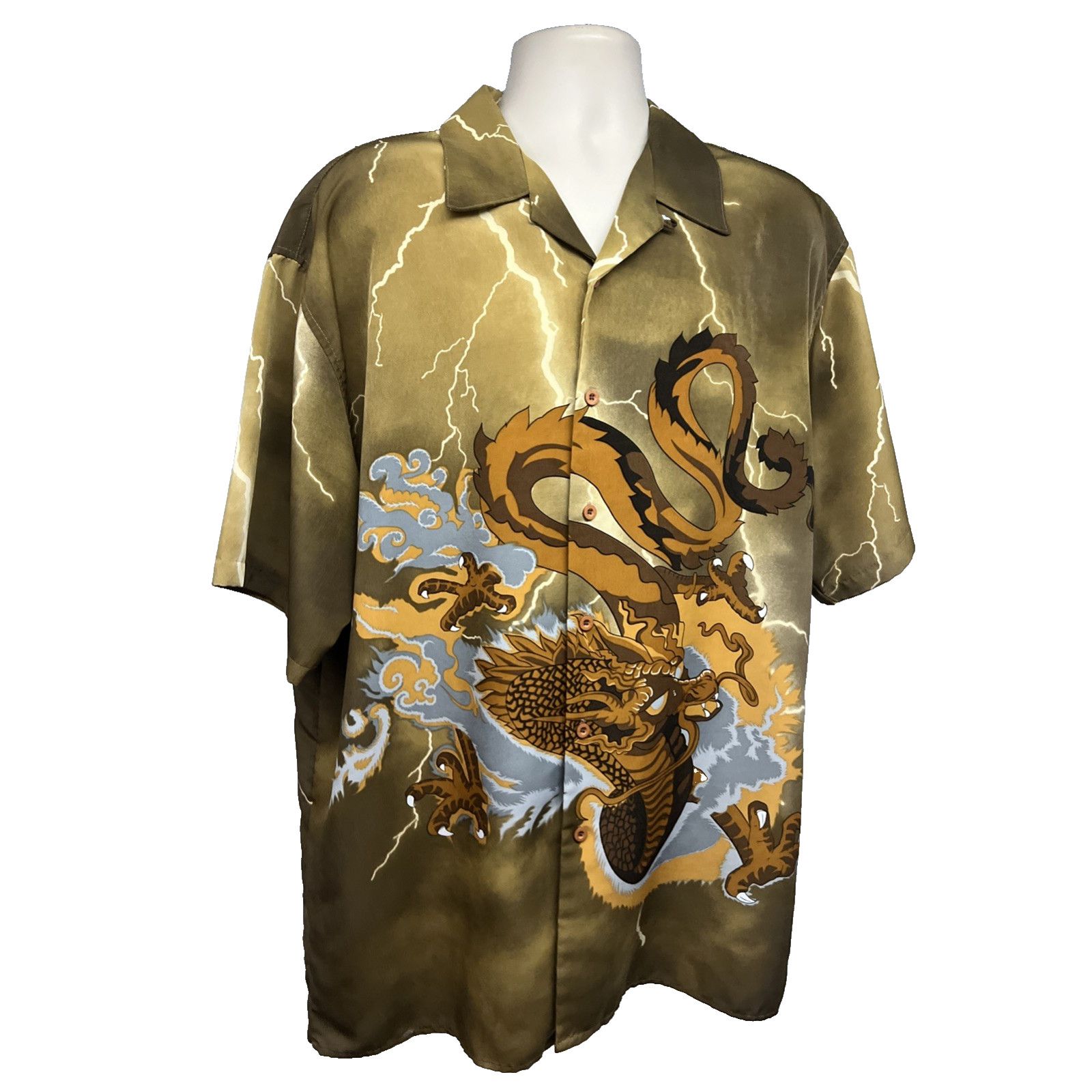 Vintage Vintage Streetwear Graphic Dragon Button Up Shirt Mens XL Size US XL / EU 56 / 4 - 1 Thumbnail