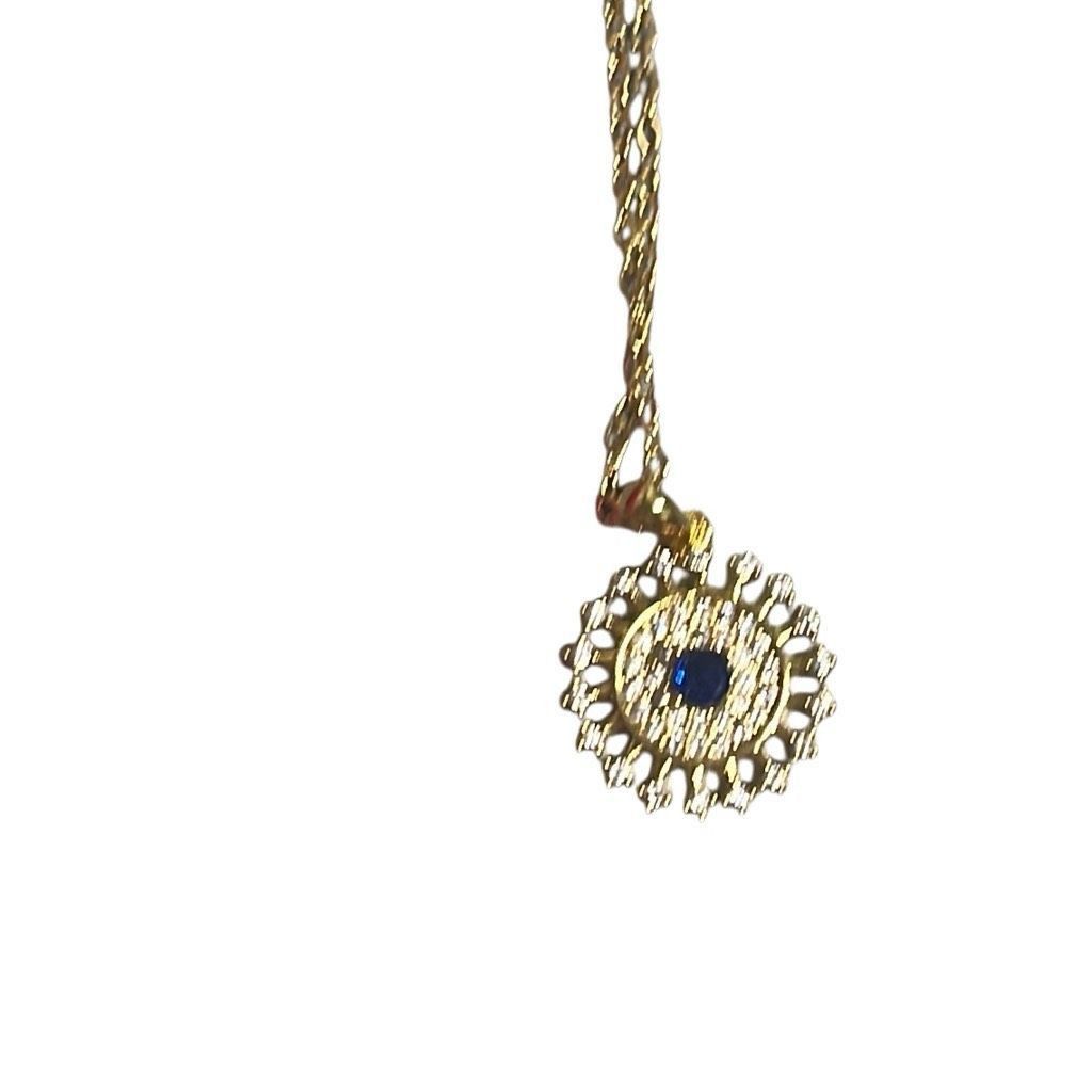 Other Evil Eye Gold Blue Bling Sunburst Adjustable Fashion Necklac Size ONE SIZE - 2 Thumbnail