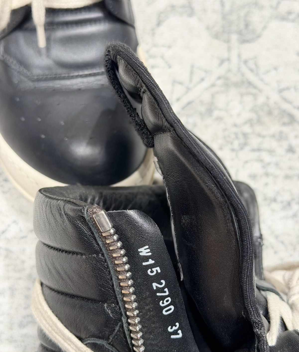 Rick Owens Rick Owens Geobasket black and white high-top glossy cowhide Size US 6.5 / IT 36.5 - 6 Thumbnail