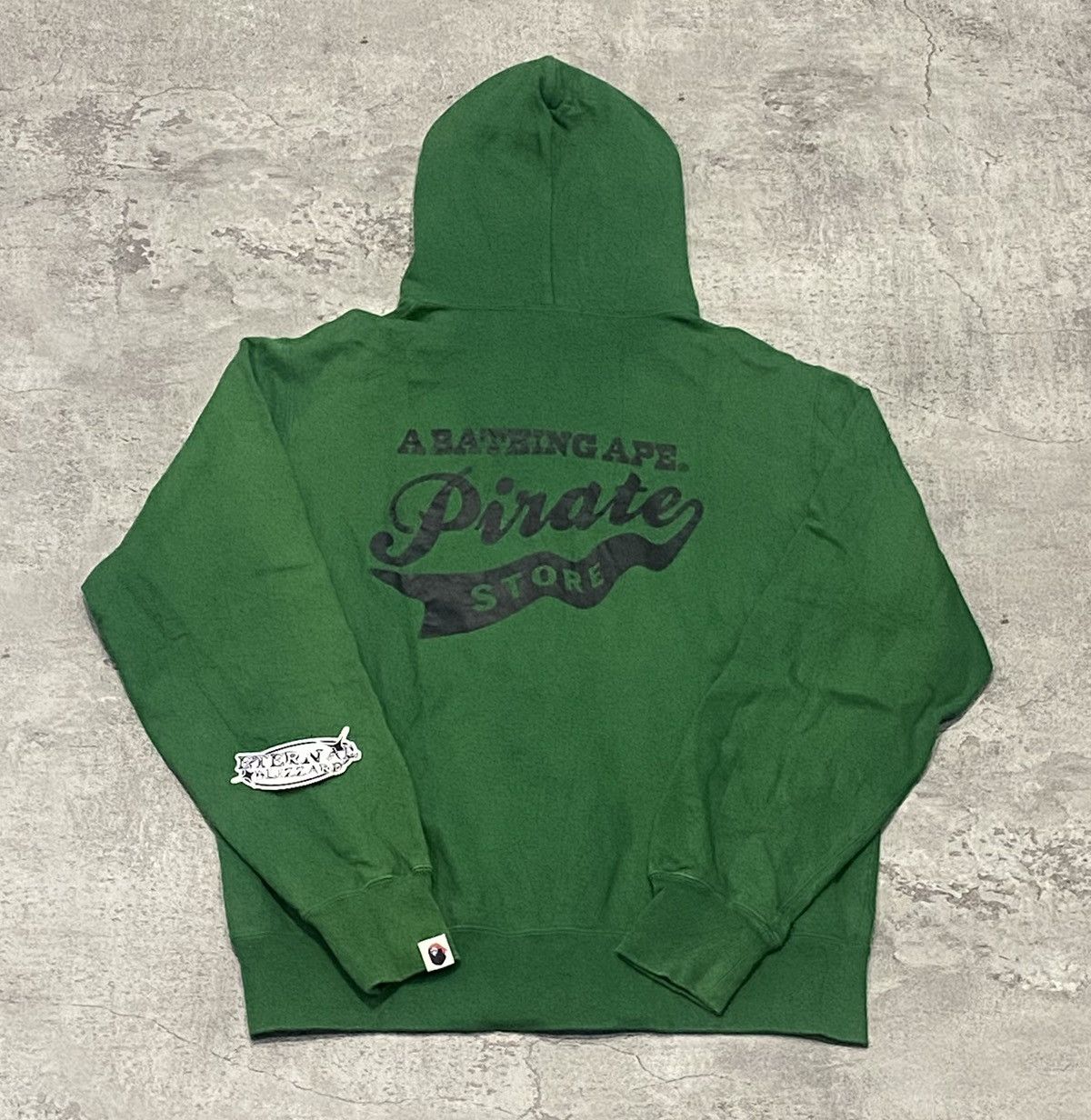 Bape Green Zip Up Pirate Store Hoodie