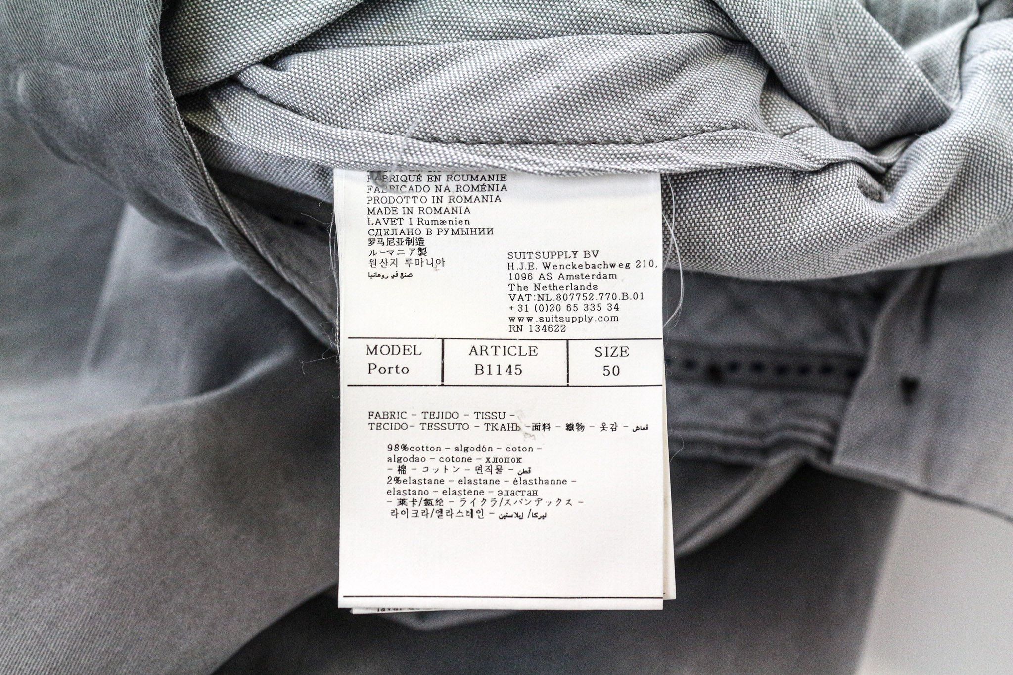 Suitsupply PORTO UK40R Grey Cotton Stretch Trousers 74267 Size US 30 / EU 46 - 5 Thumbnail