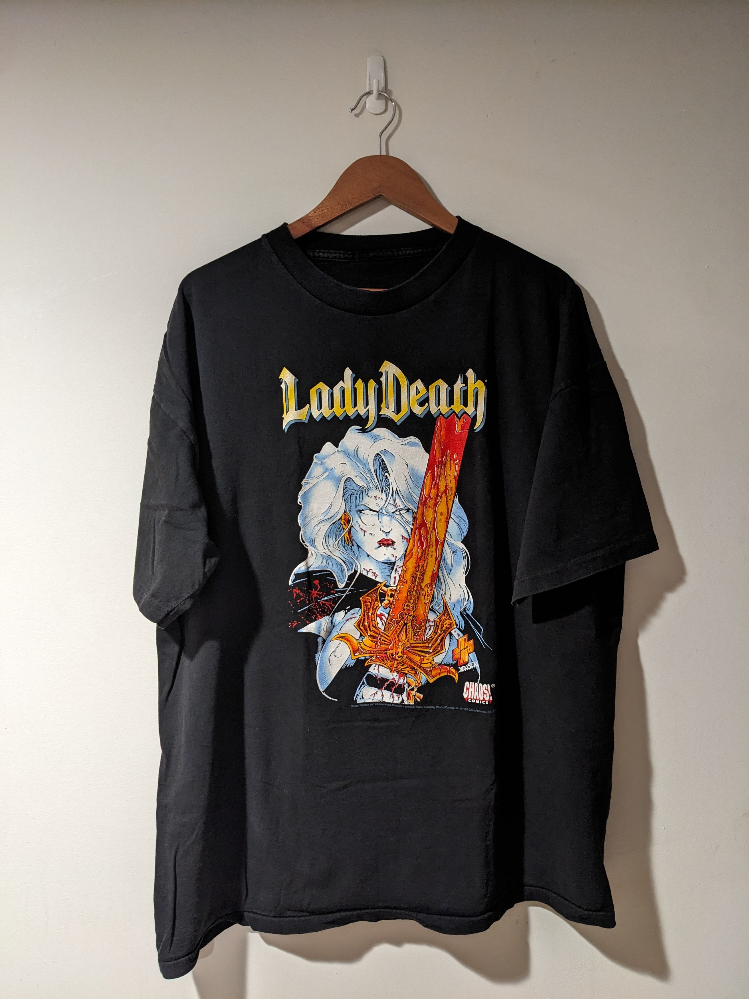 Vintage 90s Lady Death T Shirt Mens XXL shops Short Sleeve Promo Comics Graffiti Black