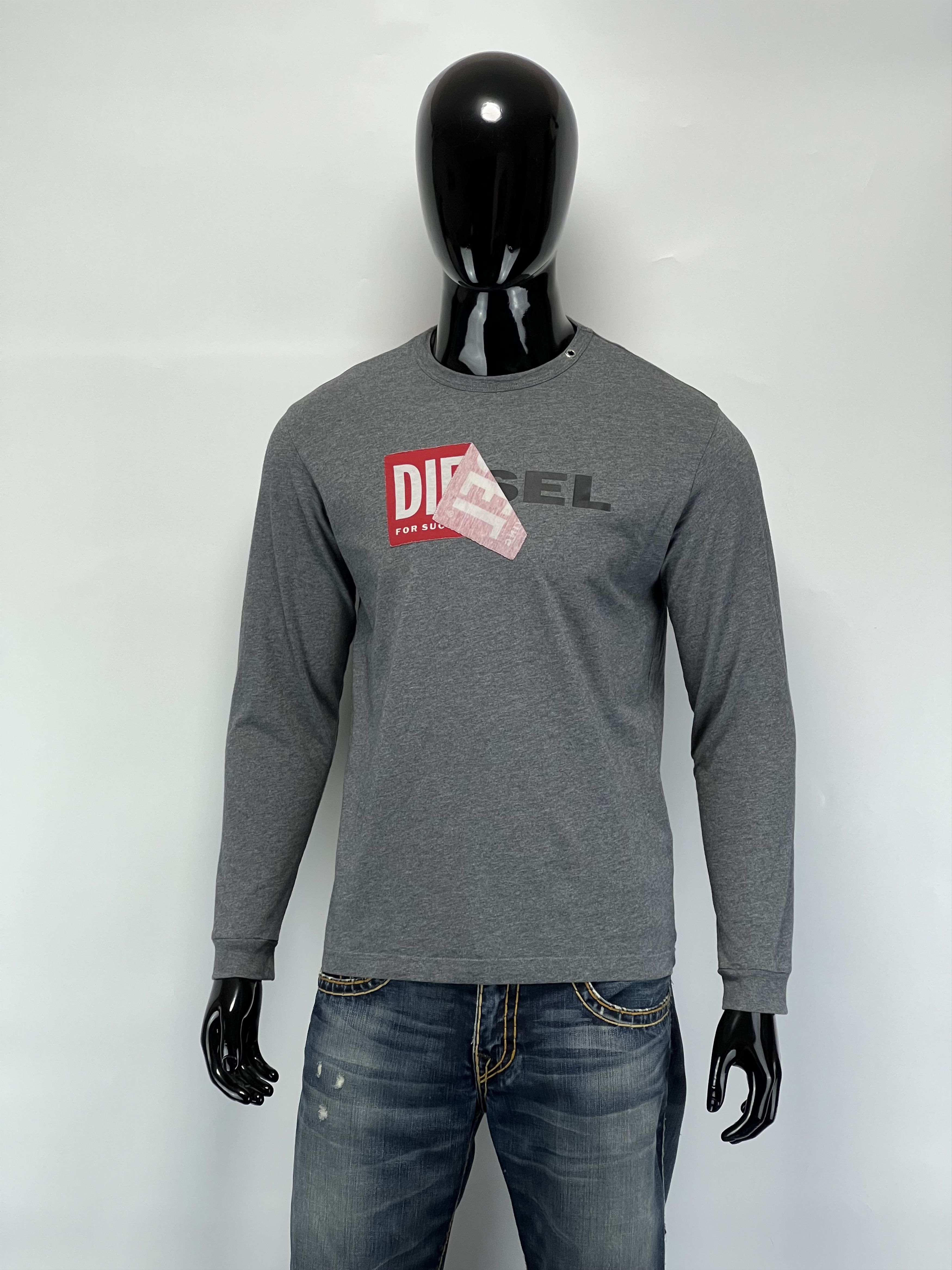 Diesel Diesel Men's Gray Long Sleeve T Shirt Big Logo Size S Size US S / EU 44-46 / 1 - 1 Thumbnail