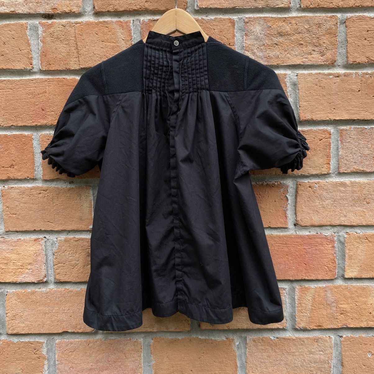 Sacai X Nike Black Short Sleeve Nike Top with Ruffle Trim