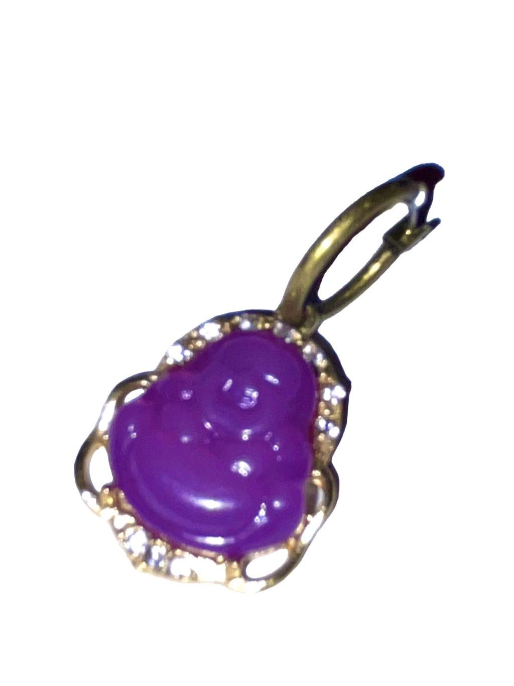 Vintage Purple Jade Buddha Single Hoop Earring Size ONE SIZE - 2 Thumbnail