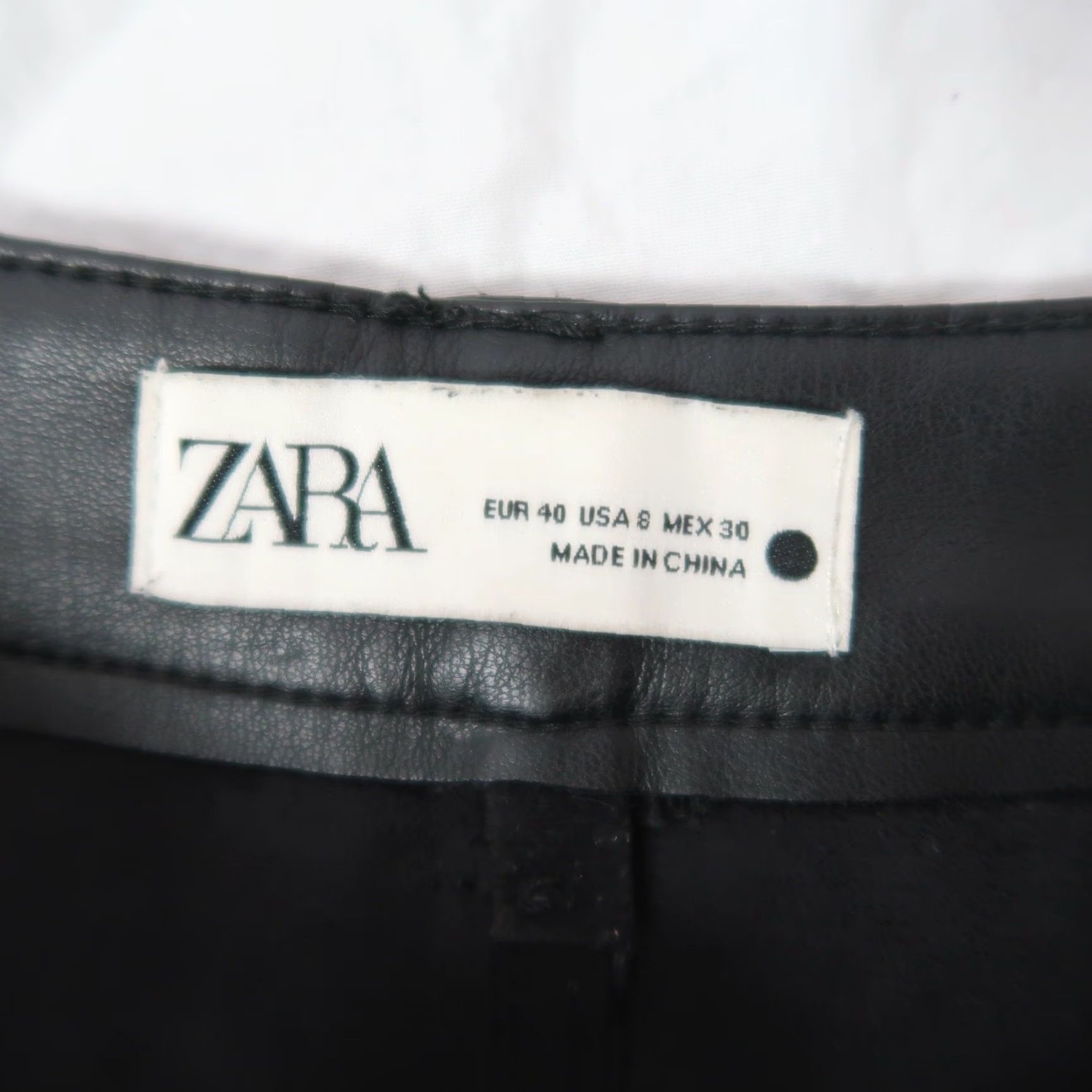 Zara ZARA Black Faux Leather High Rise Straight Leg Pants 8 Women Dress Pants Casual Party/Cocktail Solid 32 Inseam Size 30" / US 8 / IT 44 - 3 Thumbnail