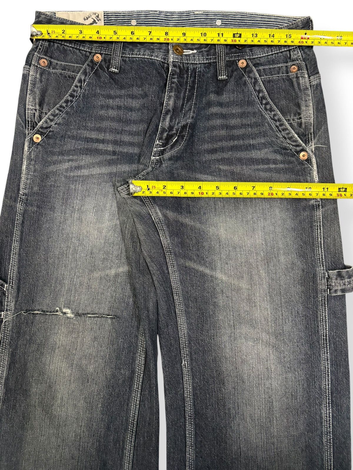 Japanese Brand Y2K Free Gate United Work Buckle Back Baggy Carpenter Jeans Size US 32 / EU 48 - 12 Thumbnail
